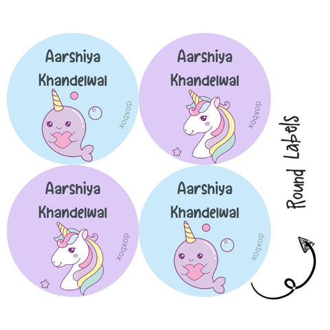 Round Water Proof Label - Unicorn Fun