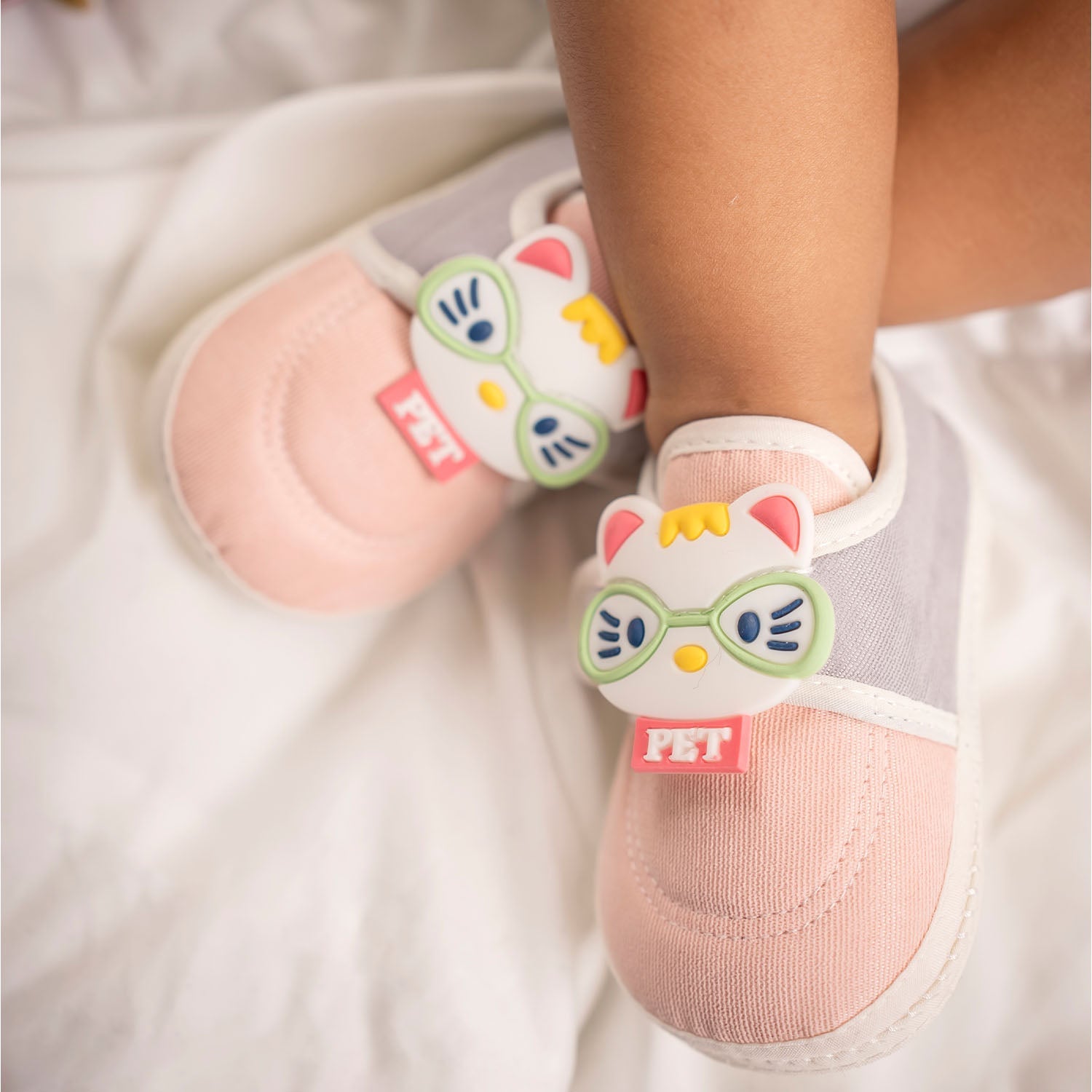 Baby Moo Kitty Love Soft Sole Anti-Slip Booties - Pink - Baby Moo