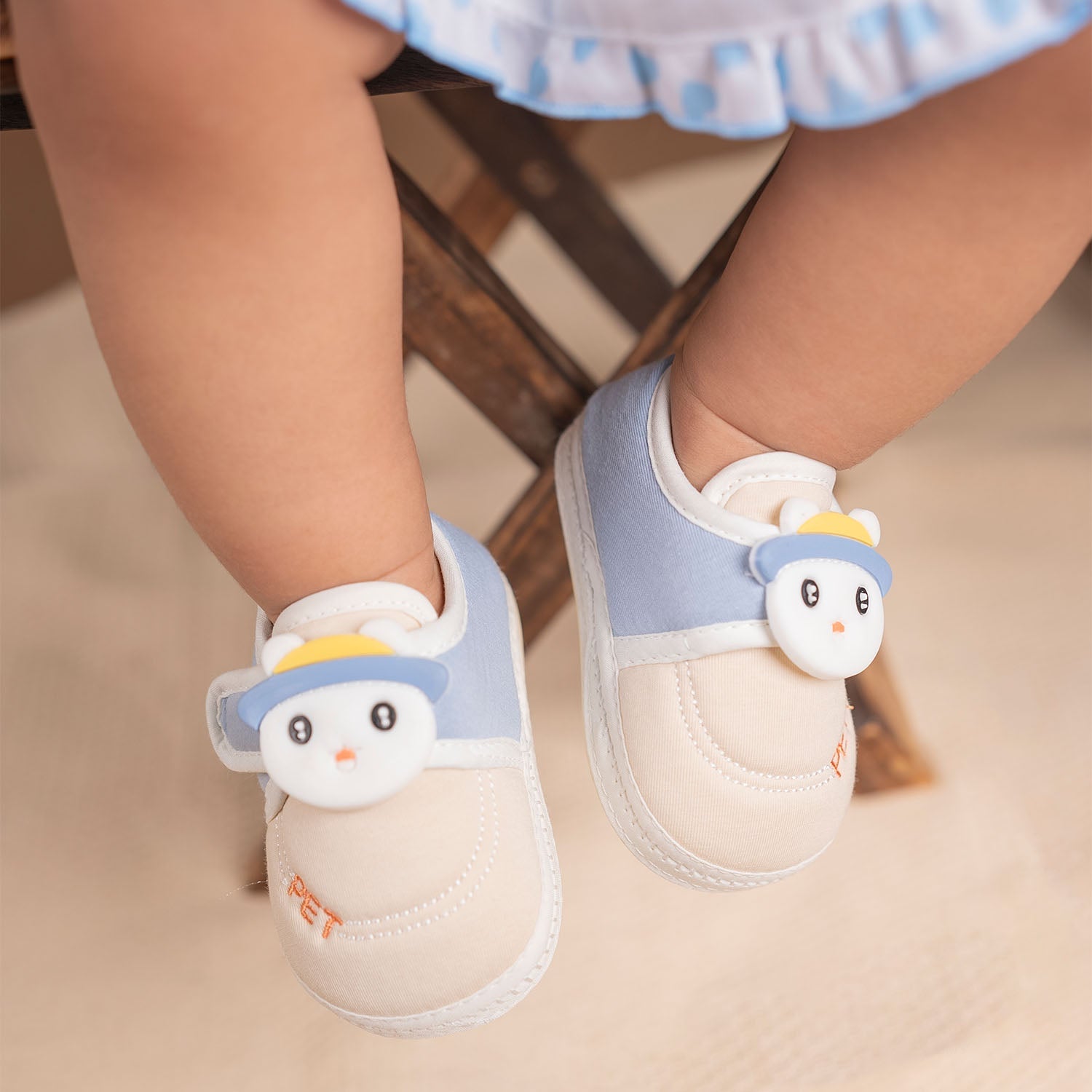 Baby Moo Persian Kitty Soft Sole Anti-Slip Booties - Blue - Baby Moo