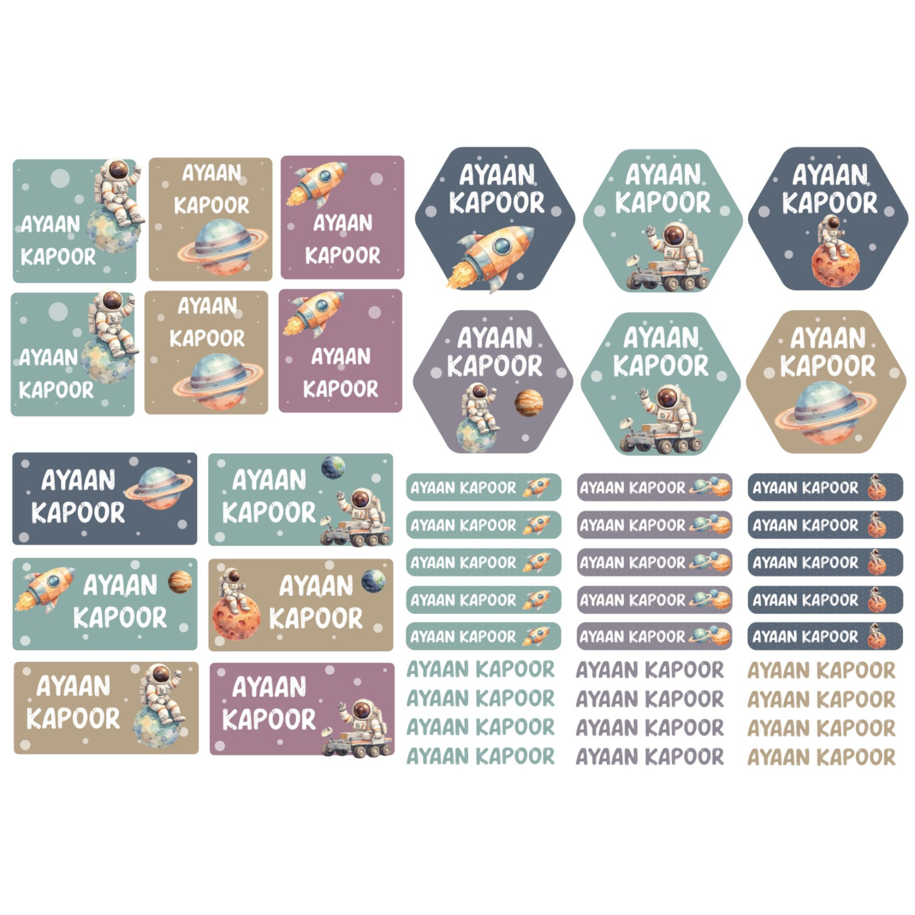 Waterproof UV Name Stickers- Set Of 45