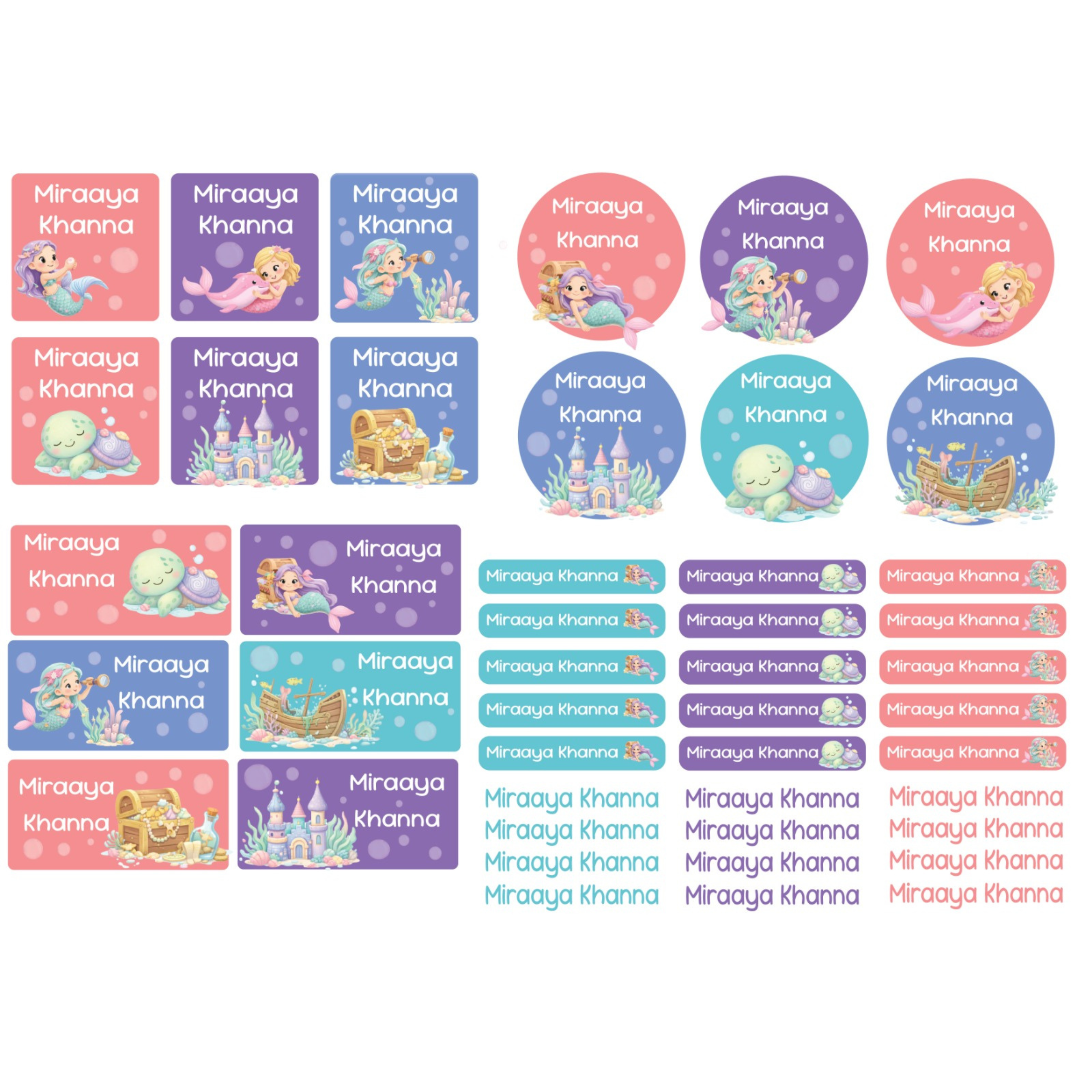 Waterproof UV Name Stickers- Set Of 45