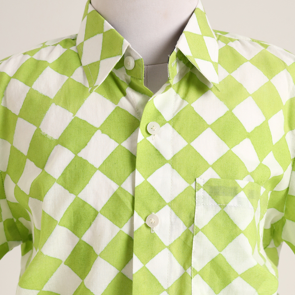 Cotton Printed Checked Shirt with Shorts