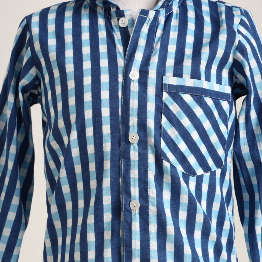 Cotton checks shirt with Hoodie. Shorts not included