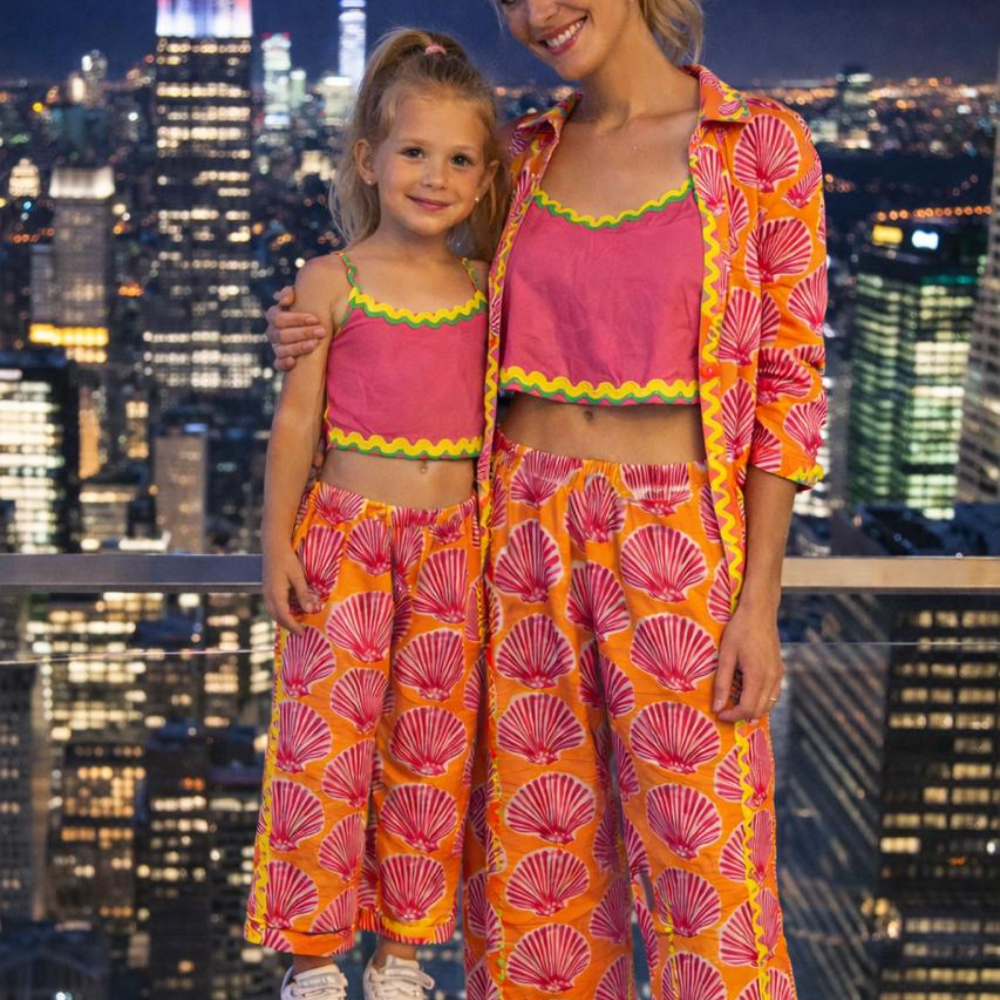 Cotton plain crop top with floral pants and Jacket/Shrug