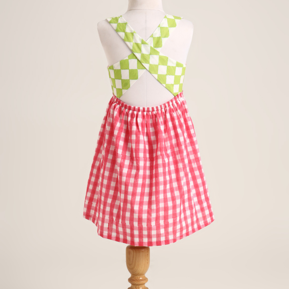 Cotton printed sleevesless checks Dress