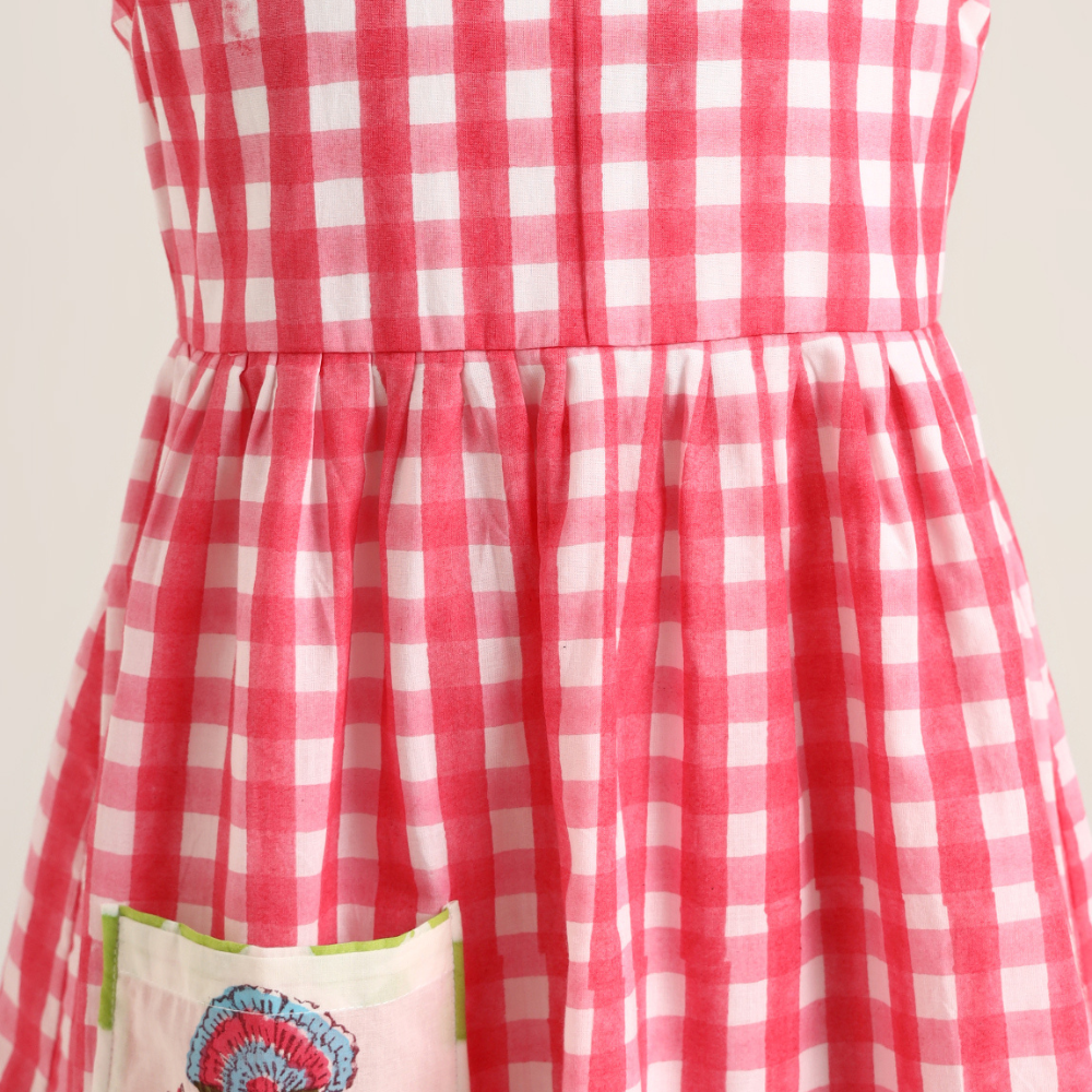 Cotton printed sleevesless checks Dress