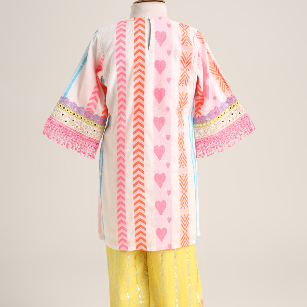 Handloom Cotton Kurta paired with Silver Lurex Pants