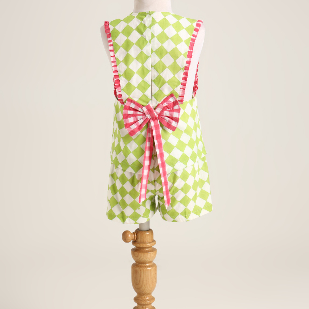 Cotton printed sleeveless checks Co-ord