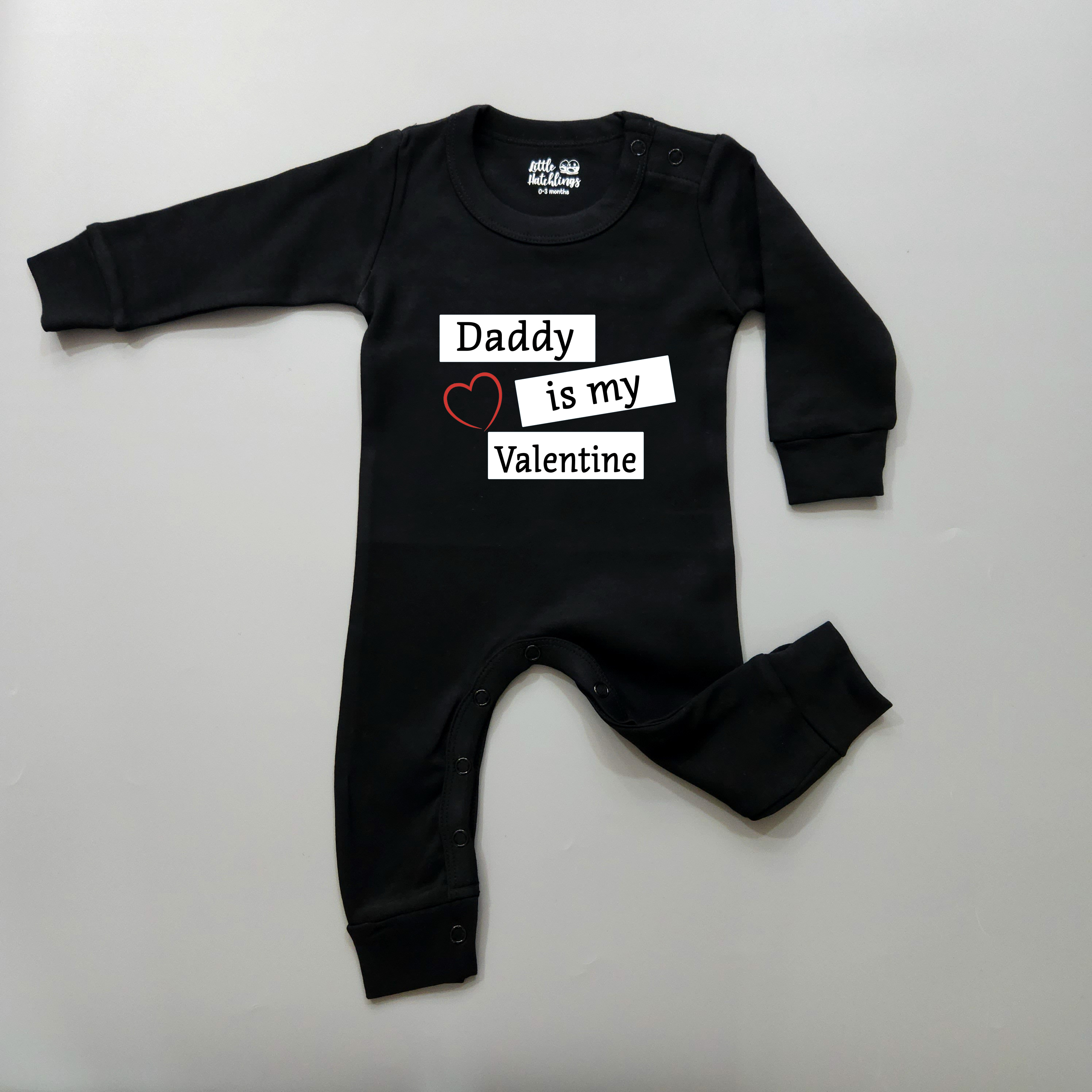 Daddy is my Valentine Black Tshirt / Onesie (Boxes)