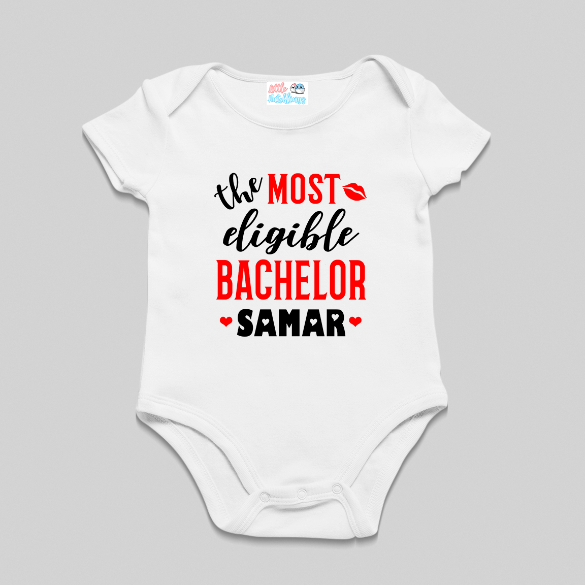 Most Eligible Bachelor Personalised Valentine Day White Tshirt / Romper / Onesie