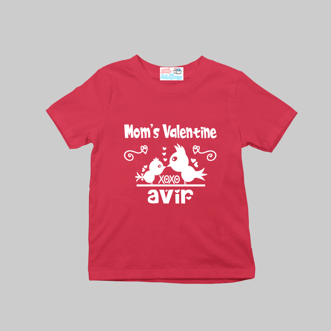 Mom's Valentine Red Personalised Onesie / Romper / Tshirt (Birds)