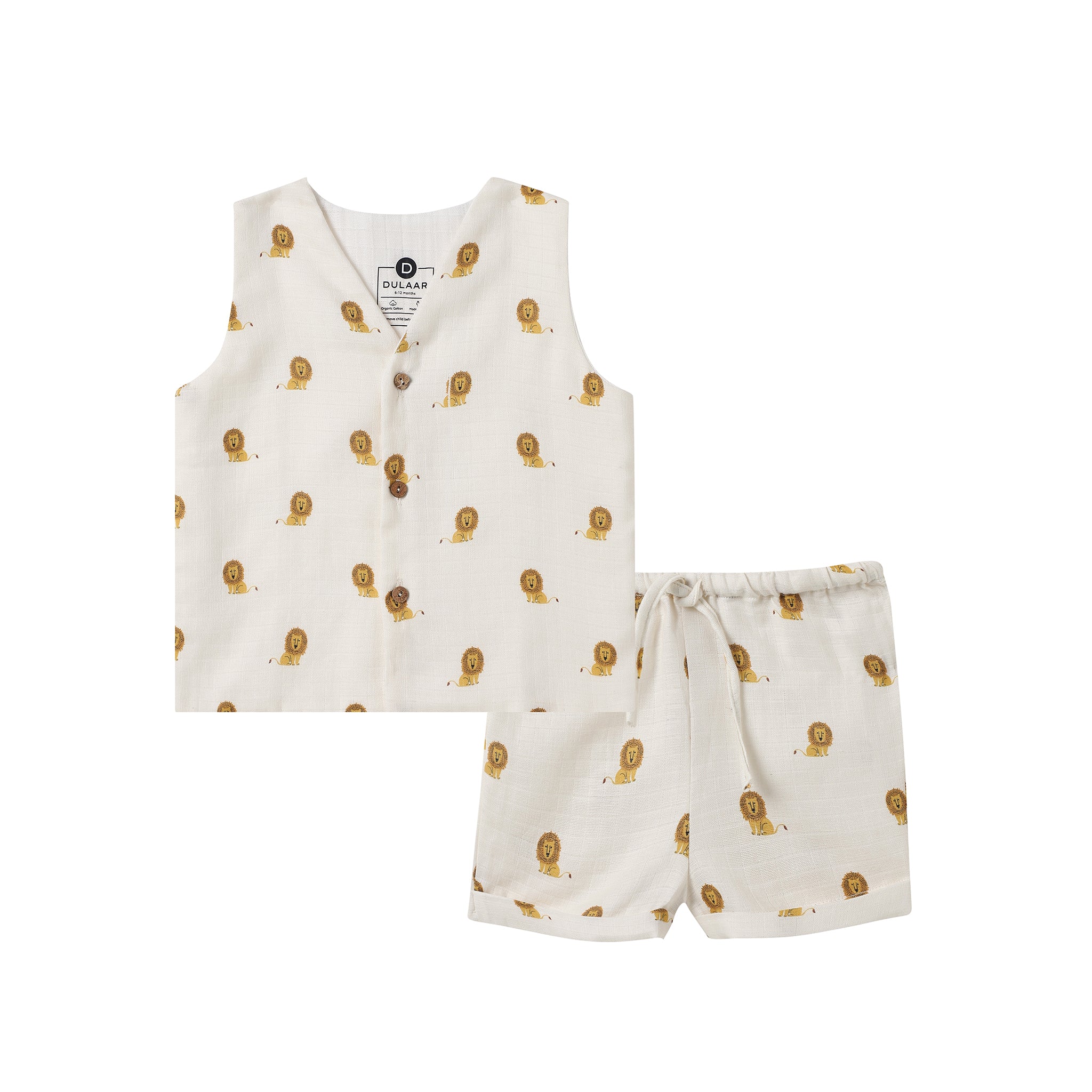 Dulaar Organic Muslin Vest & Shorts Set (Set of 2)