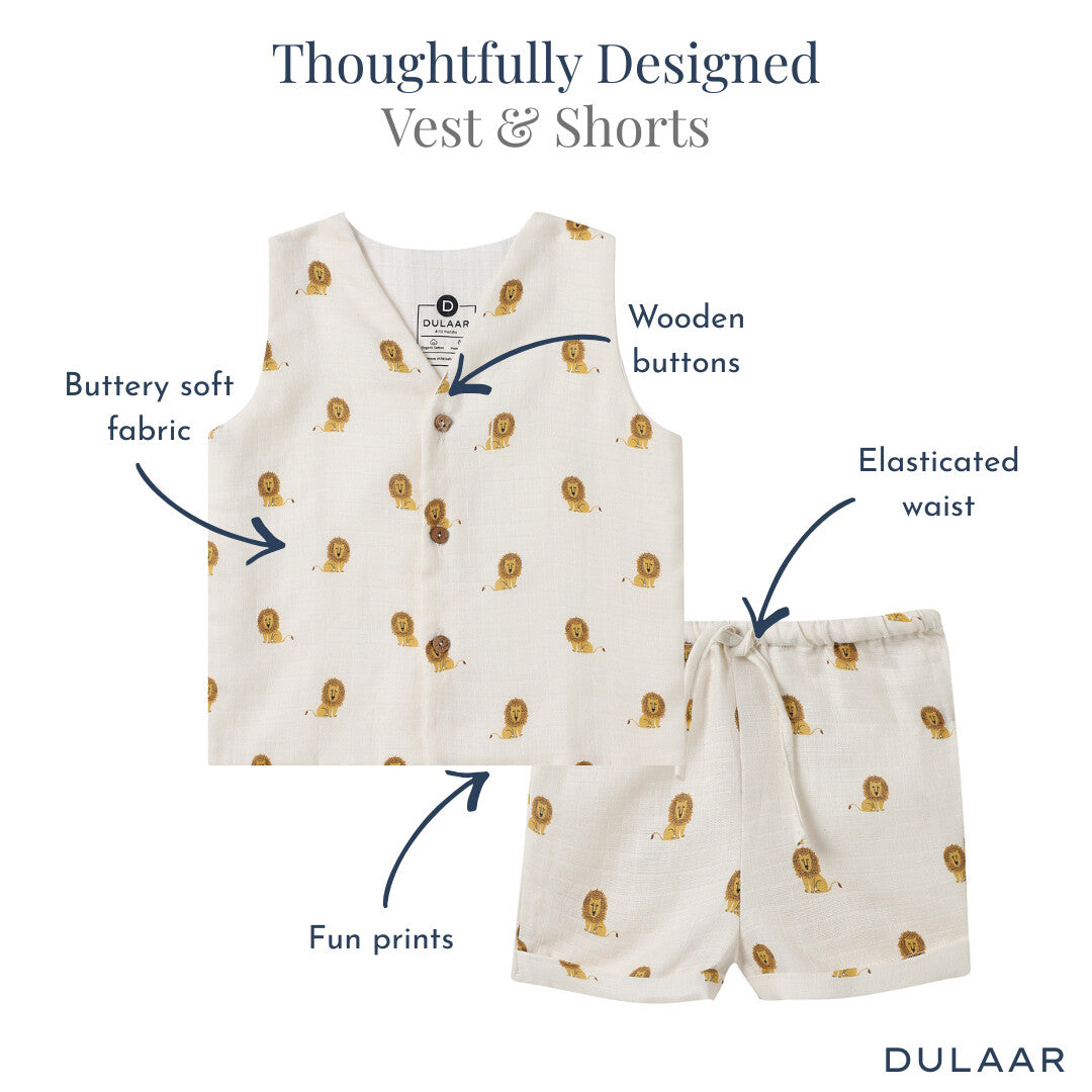 Dulaar Organic Muslin Vest & Shorts Set (Set of 2)