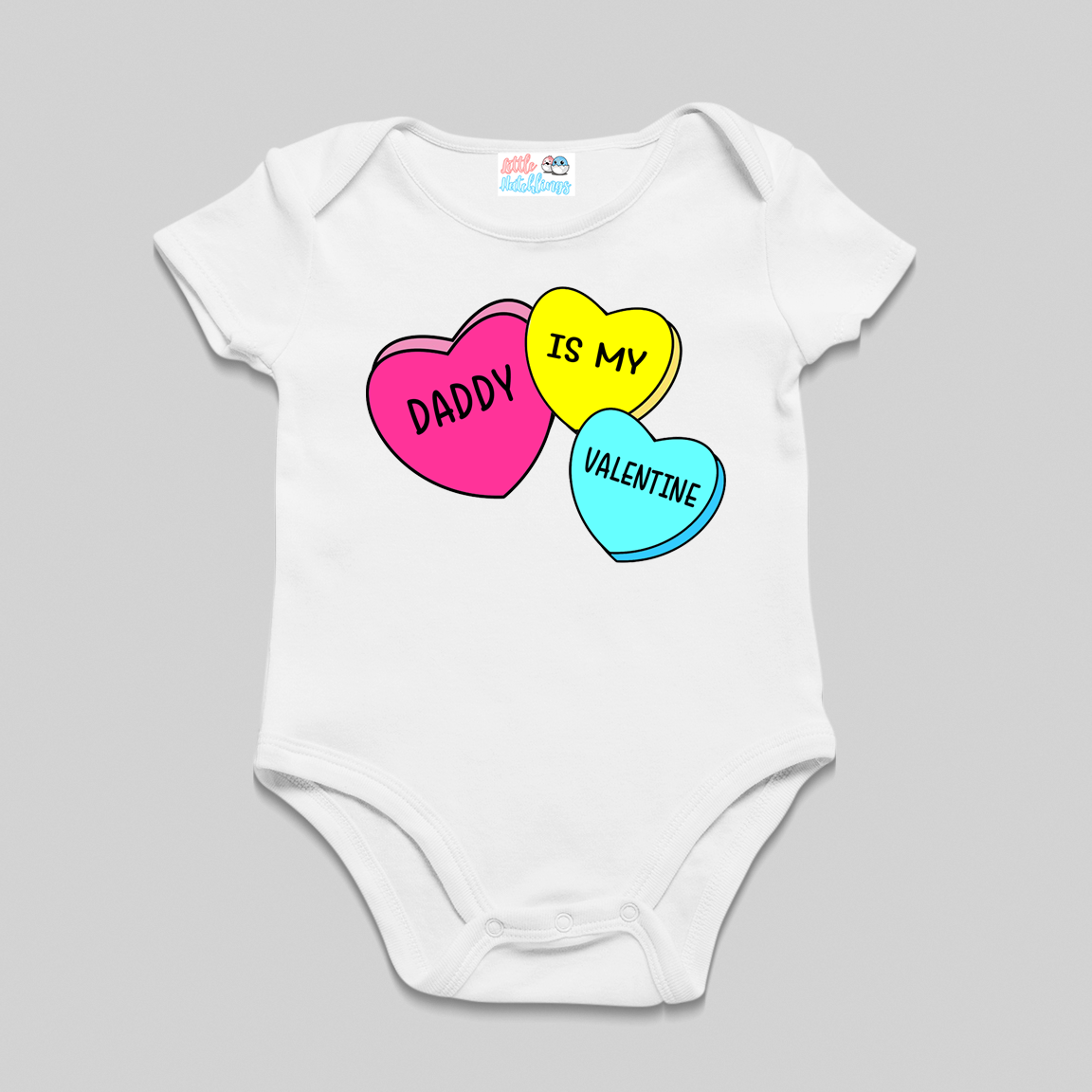 Daddy My Valentine Colorful Hearts - White