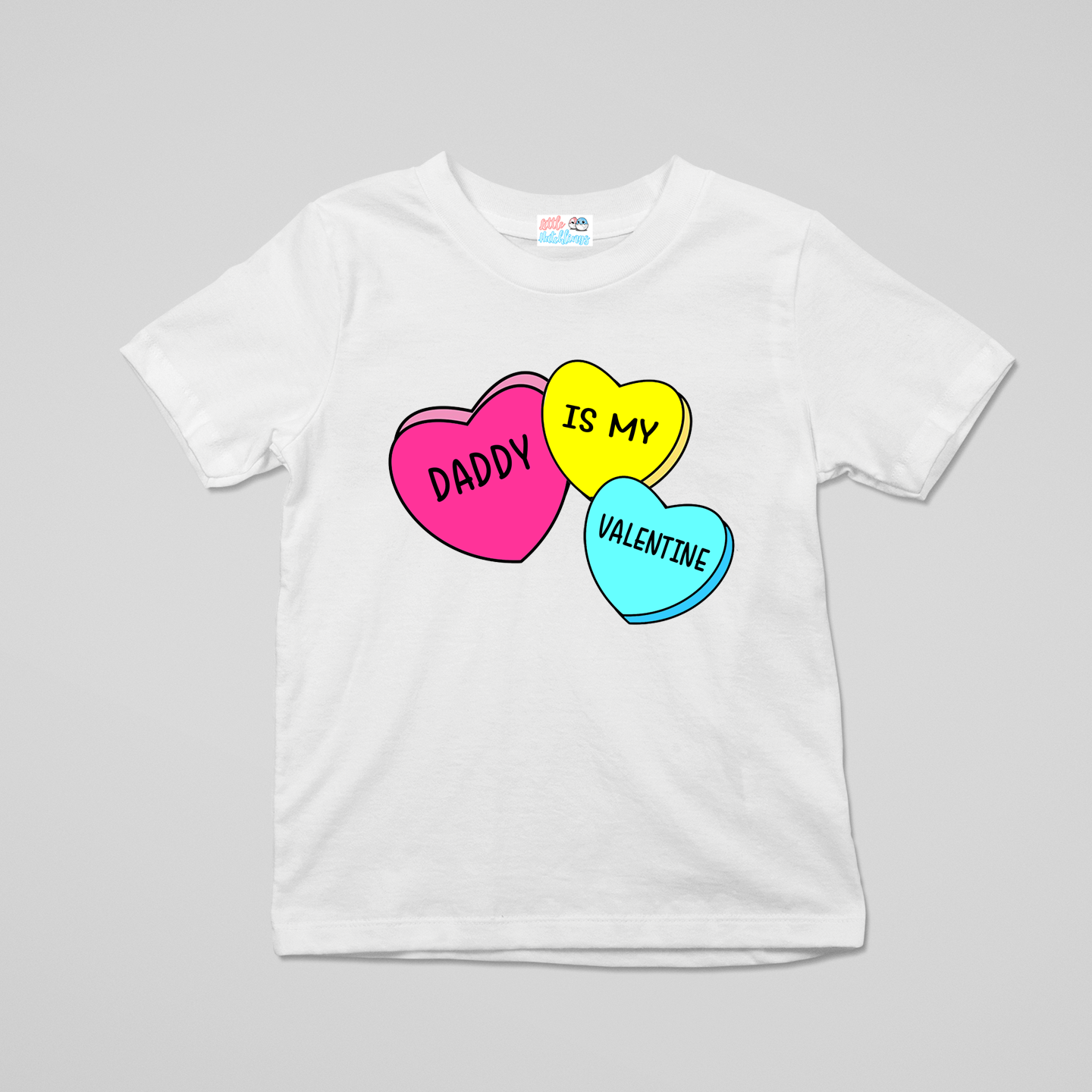 Daddy My Valentine Colorful Hearts - White