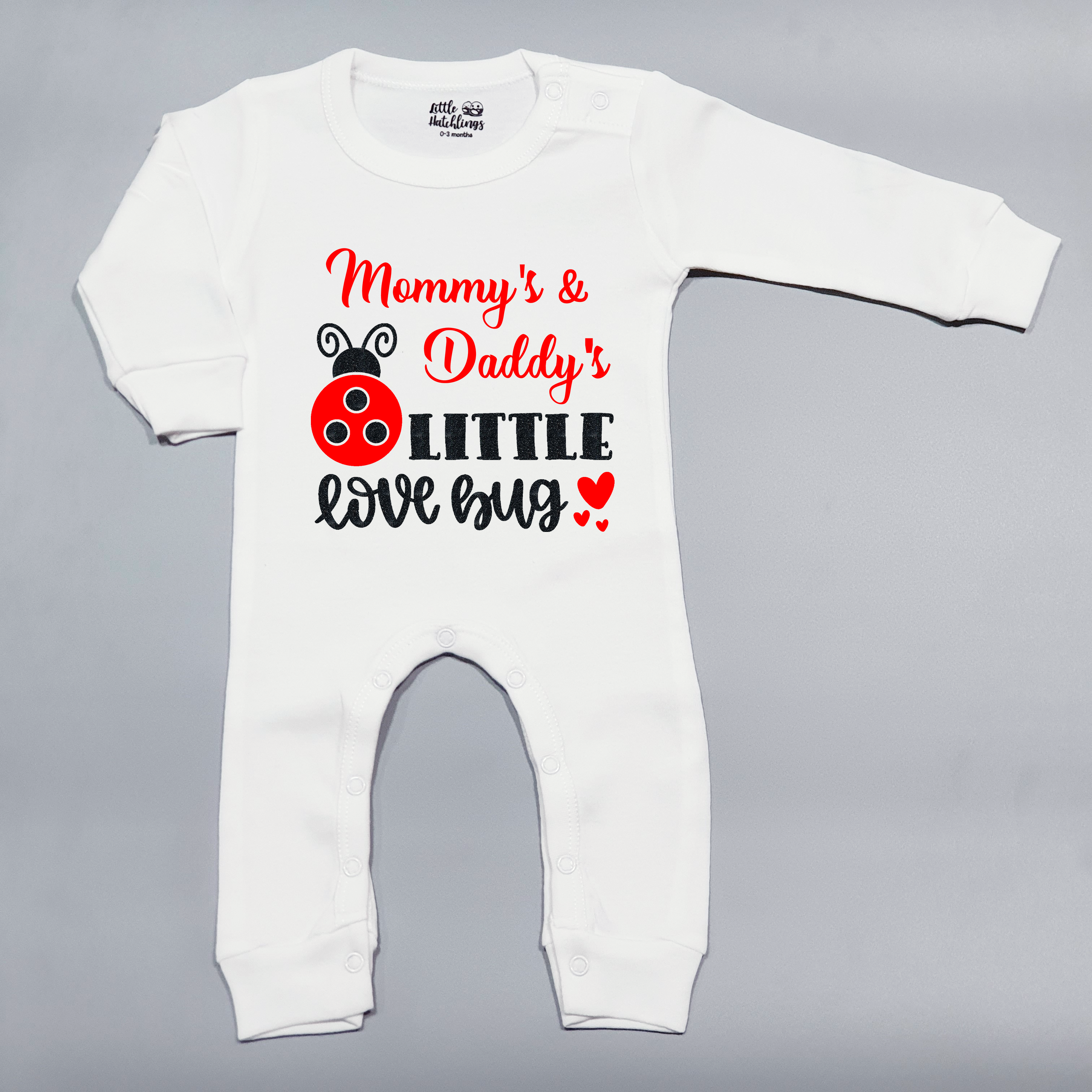 Mom Dad's Little Love Bug Valentine Day White Onesie / Romper / Tshirt