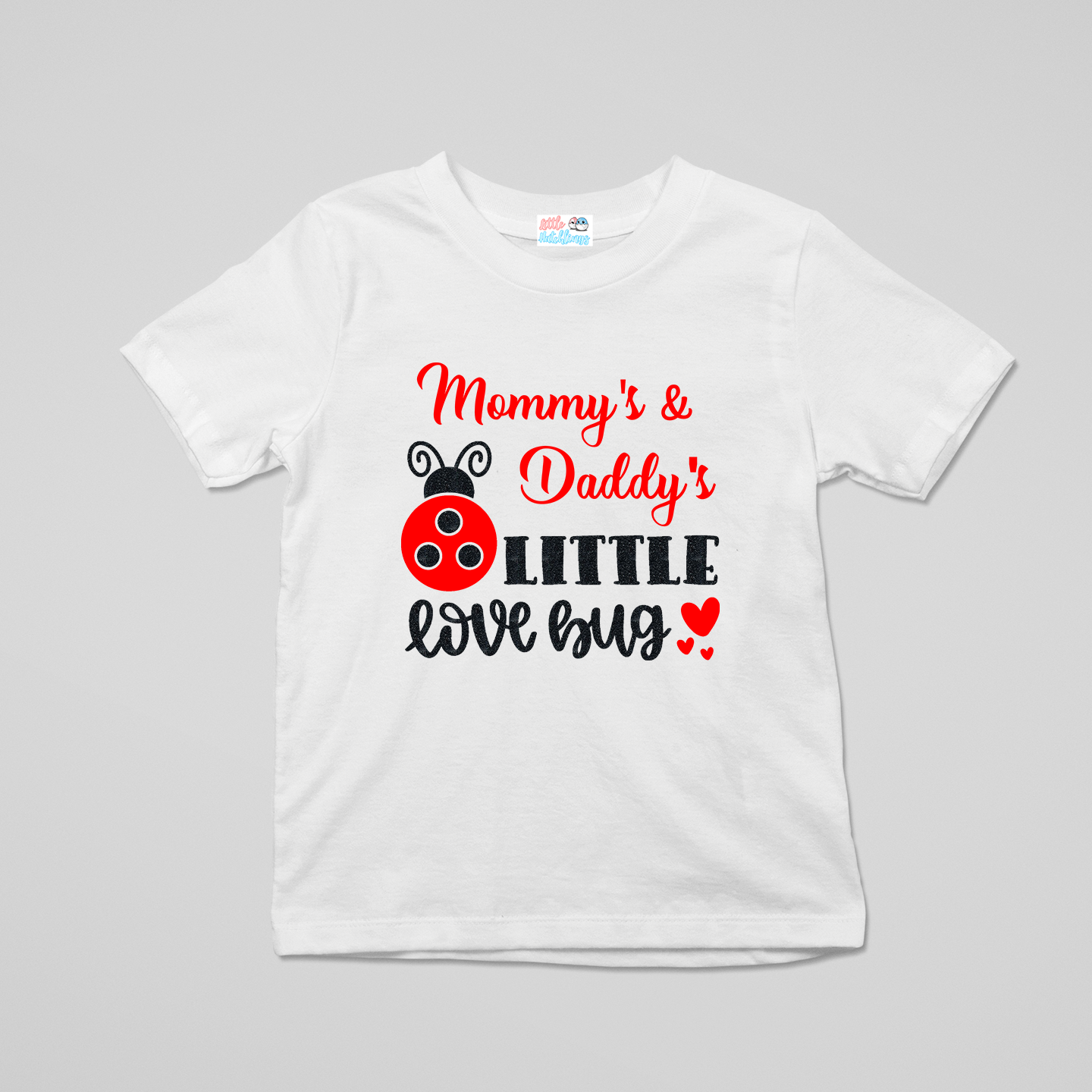 Mom Dad's Little Love Bug Valentine Day White Onesie / Romper / Tshirt