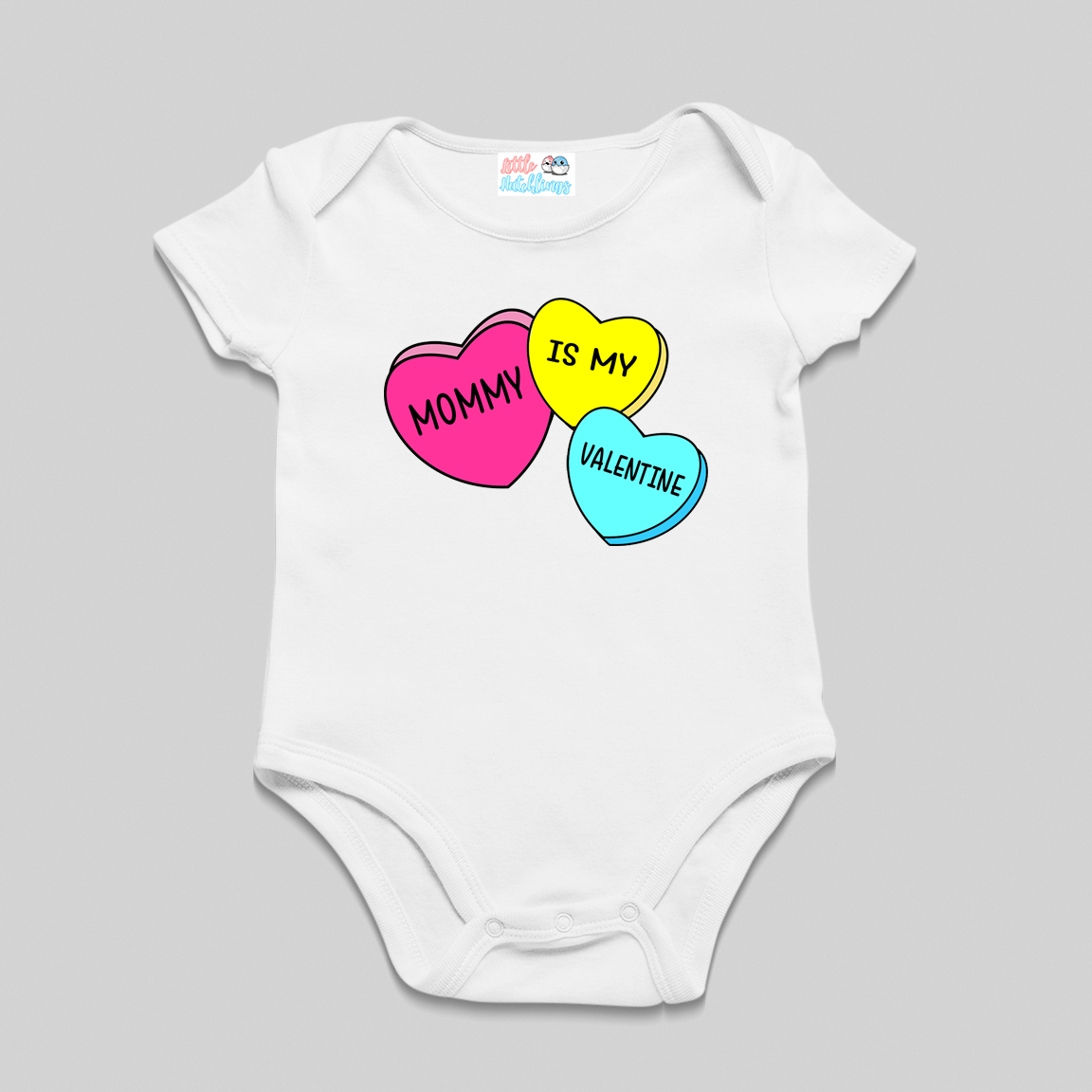 Mommy My Valentine Colorful Hearts - White