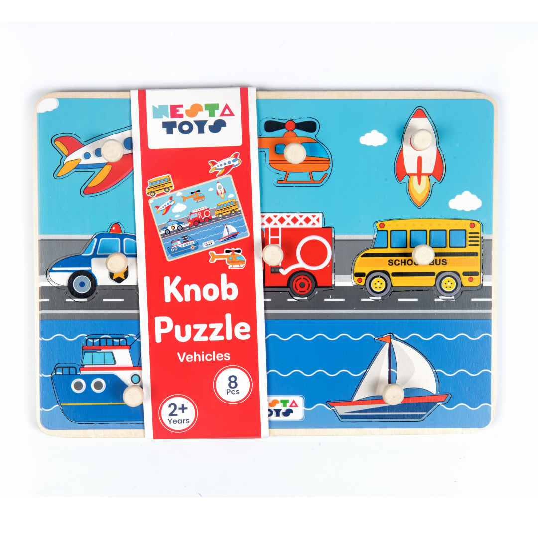 Wooden Vehicle Jumbo Knob Puzzle (8 Pcs)