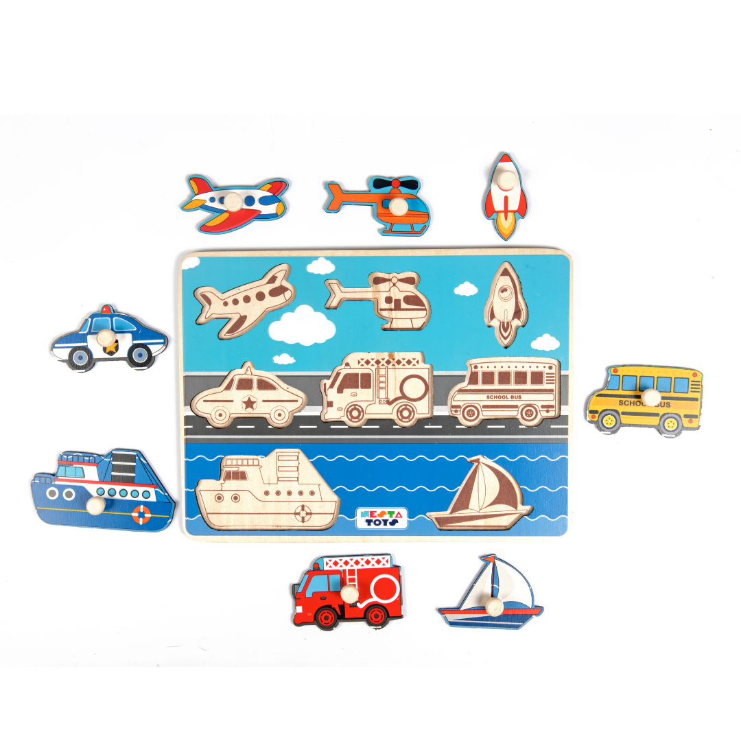 Wooden Vehicle Jumbo Knob Puzzle (8 Pcs)