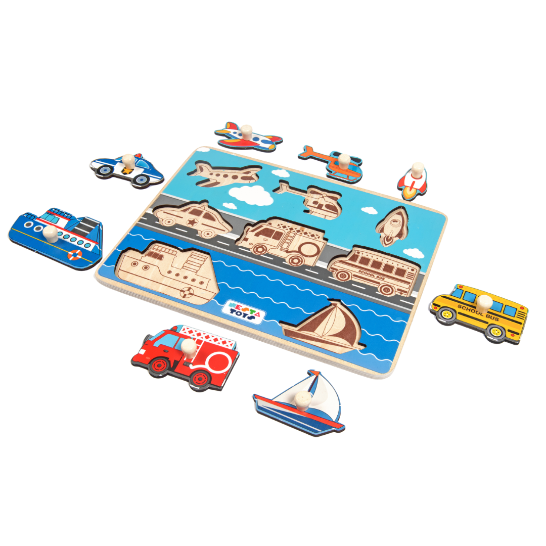 Wooden Vehicle Jumbo Knob Puzzle (8 Pcs)