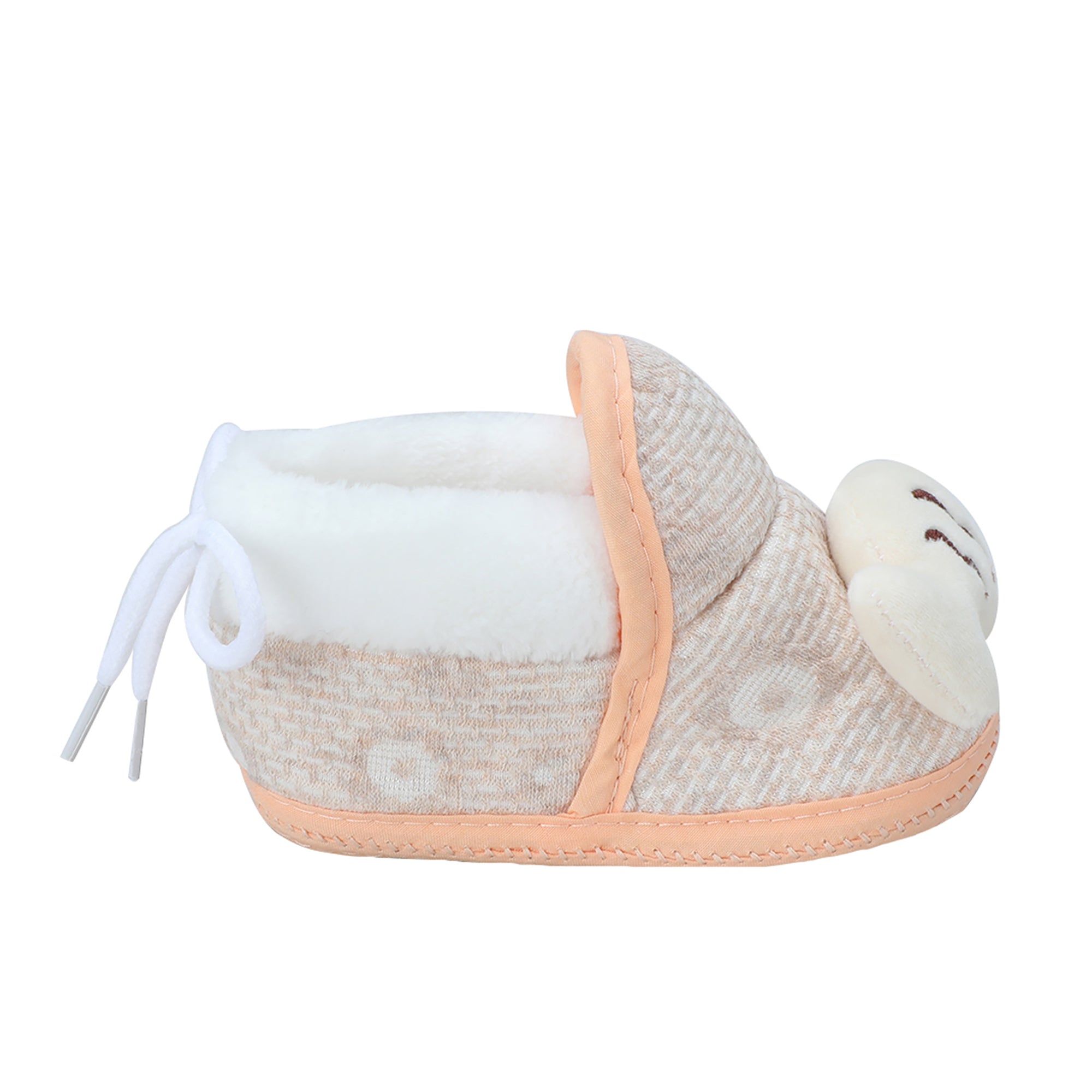 Baby Moo 3D Fish Soft Slip-On Anti-Skid Plush Warm Booties - Beige