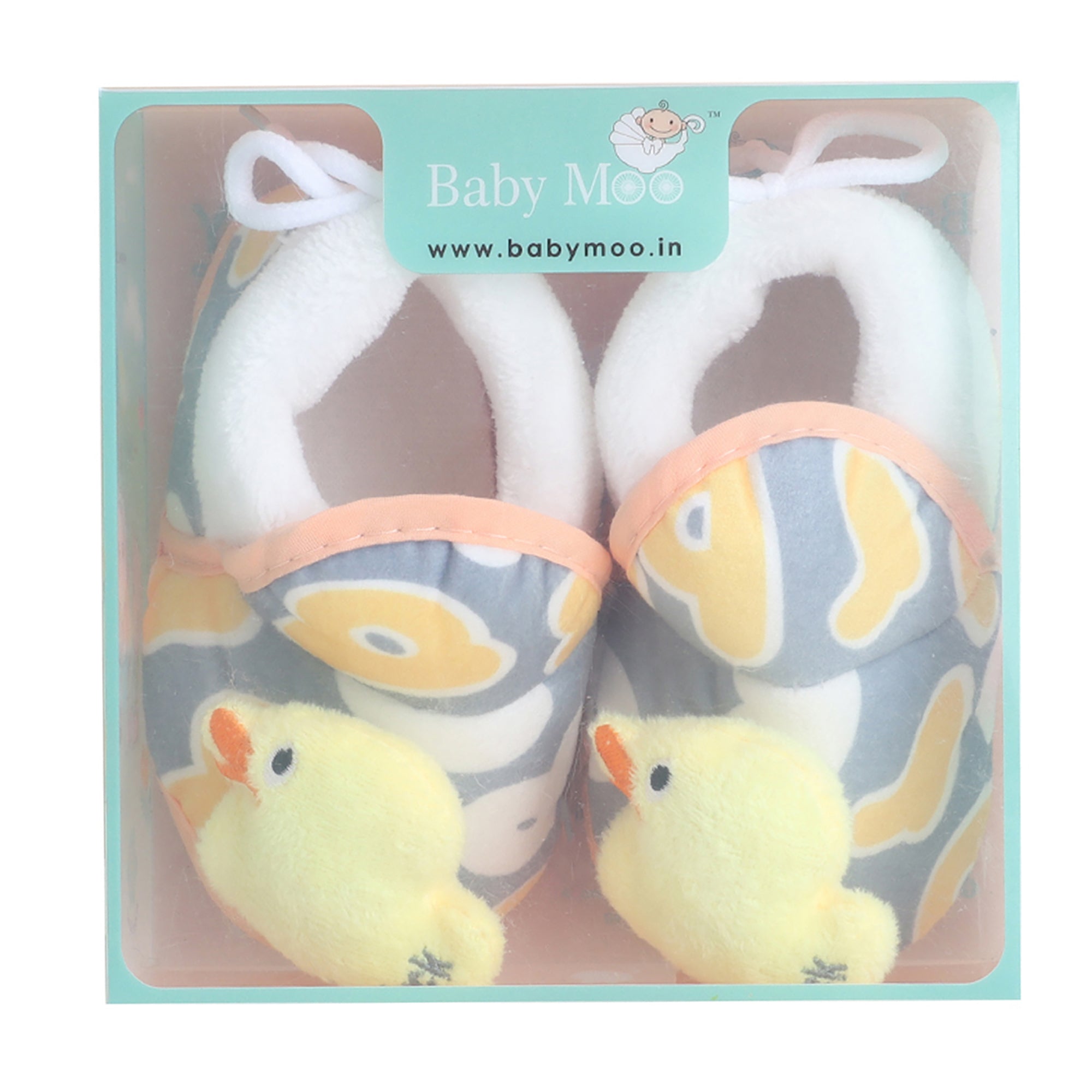 Baby Moo 3D Ducky Duck Soft Slip-On Anti-Skid Plush Warm Booties - Yellow