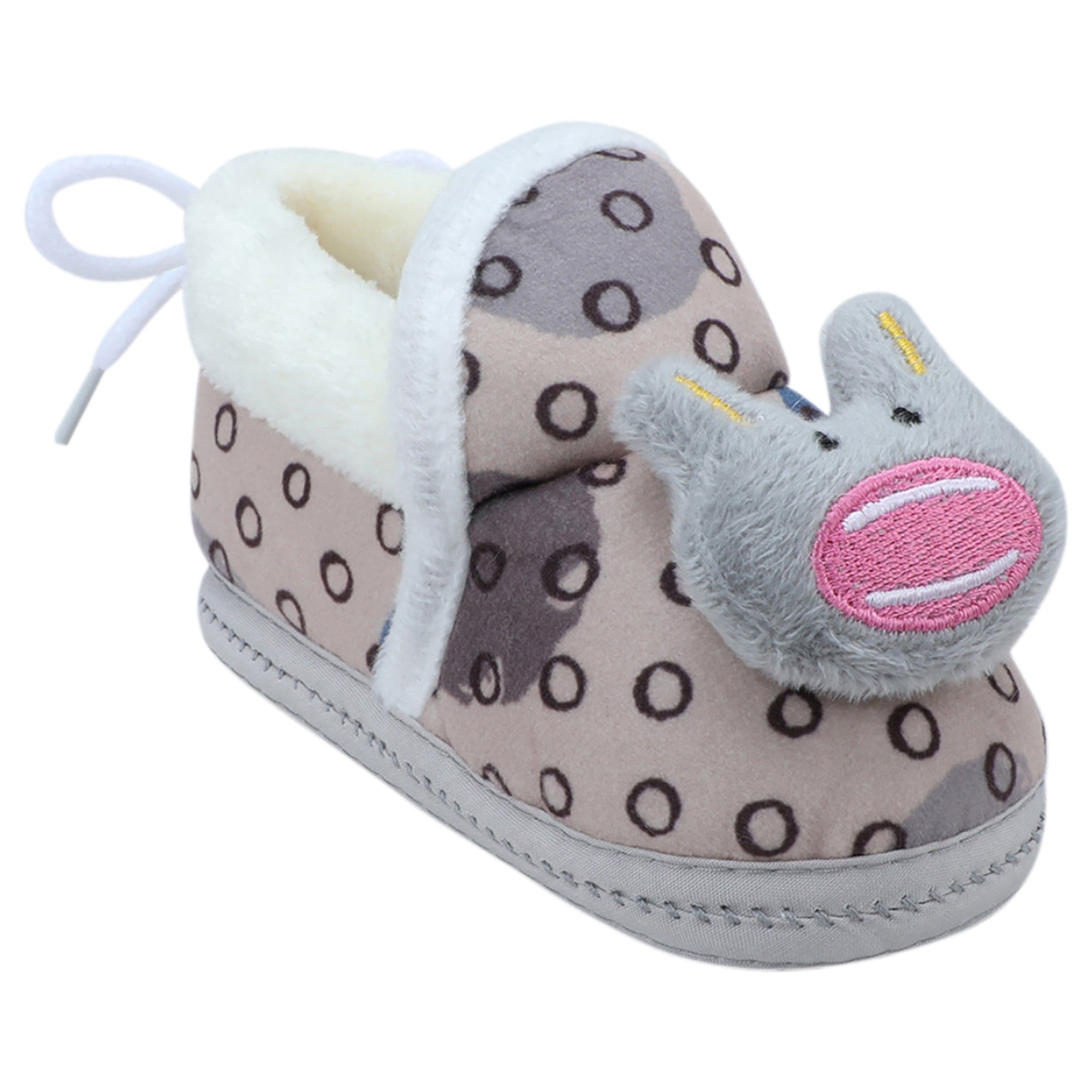 Baby Moo 3D Scout Kitty Soft Slip-On Anti-Skid Plush Warm Booties - Beige