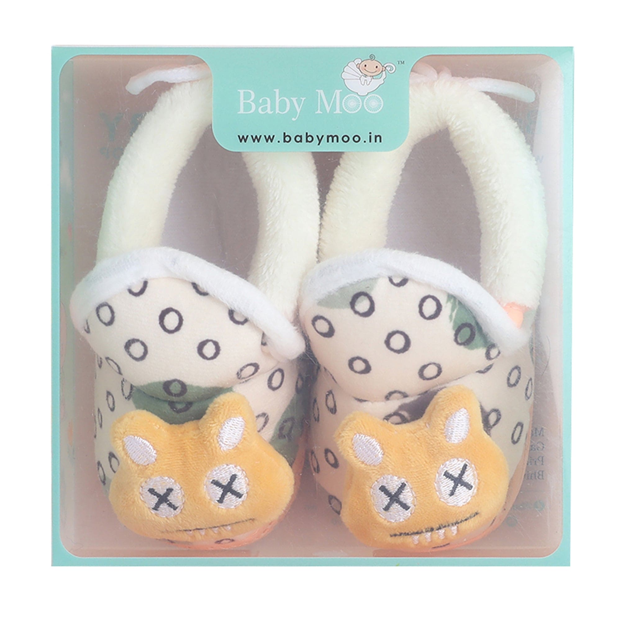 Baby Moo 3D Dizzy Cat Soft Slip-On Anti-Skid Plush Warm Booties - Beige