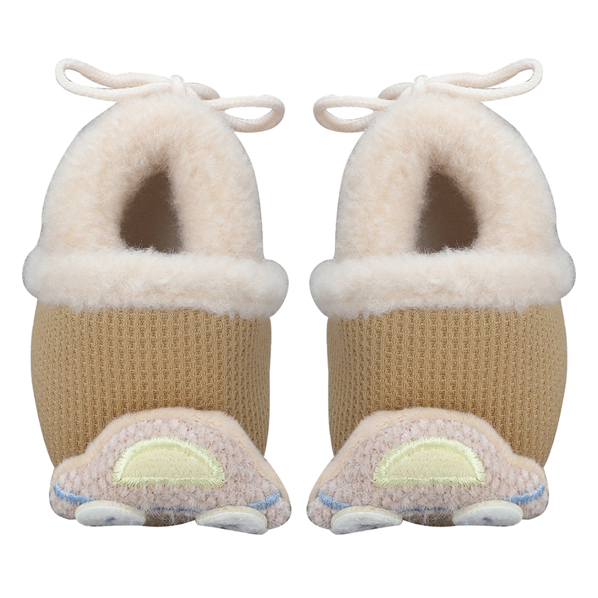 Baby Moo 3D Car Soft Slip-On Anti-Skid Plush Warm Booties - Brown