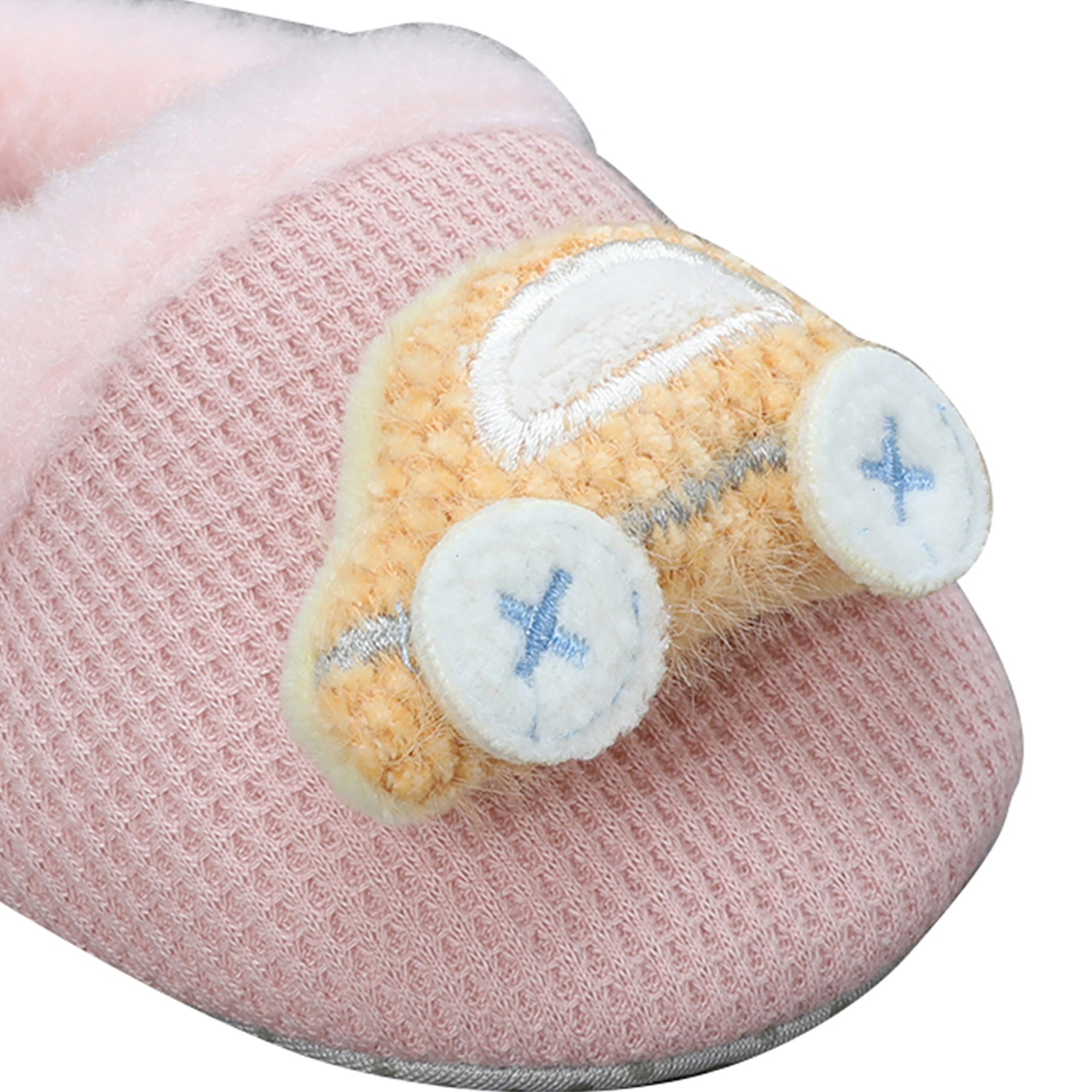 Baby Moo 3D Car Soft Slip-On Anti-Skid Plush Warm Booties - Peach