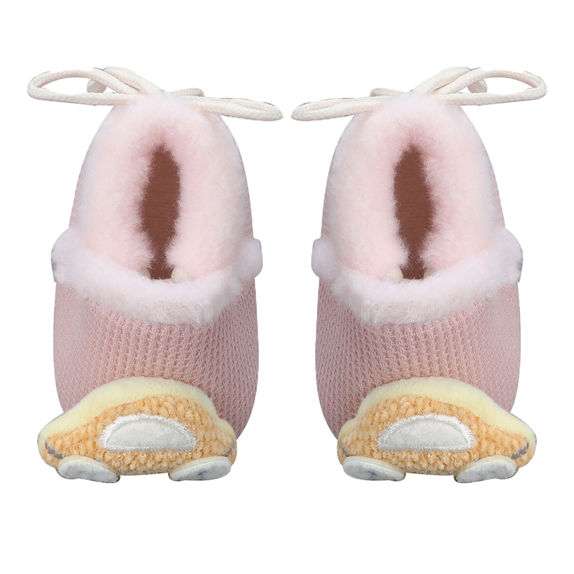 Baby Moo 3D Car Soft Slip-On Anti-Skid Plush Warm Booties - Peach