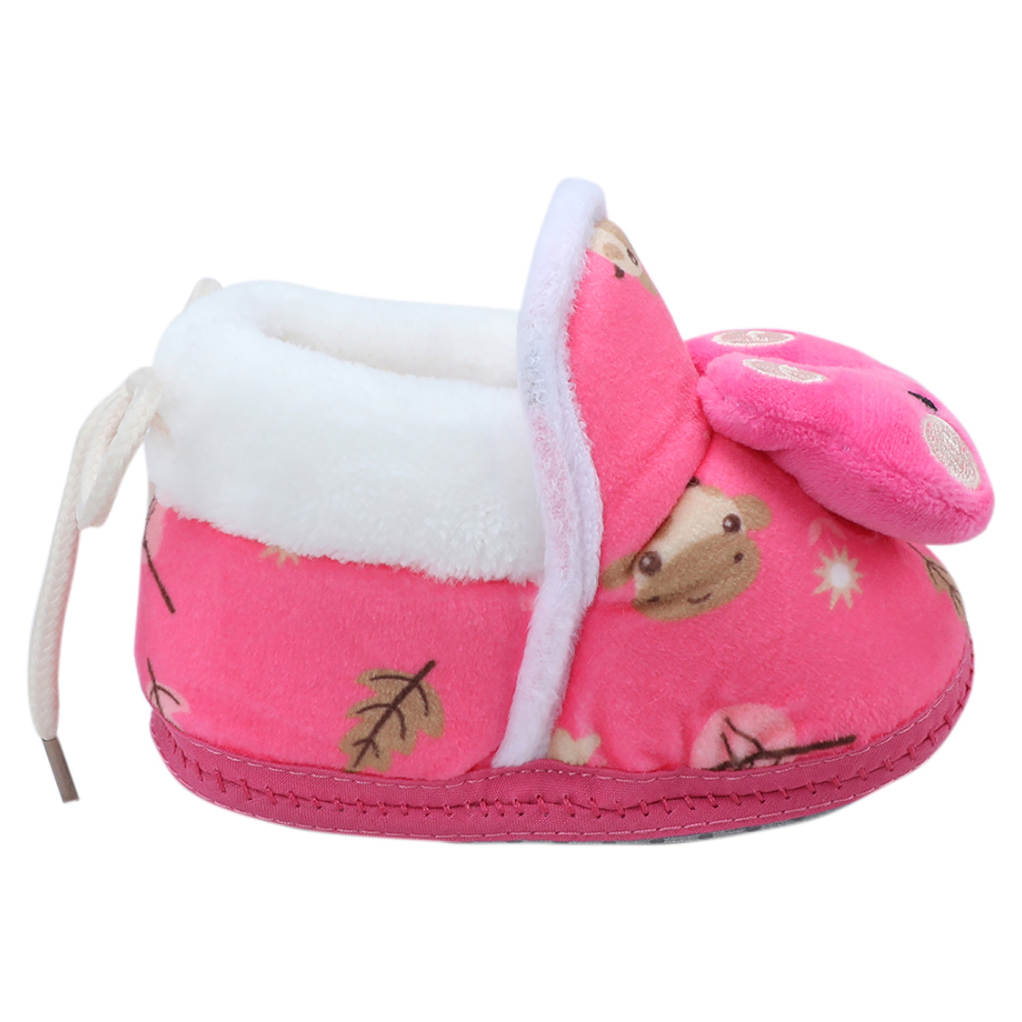 Baby Moo 3D Hunny Bunny Soft Slip-On Anti-Skid Plush Warm Booties - Pink