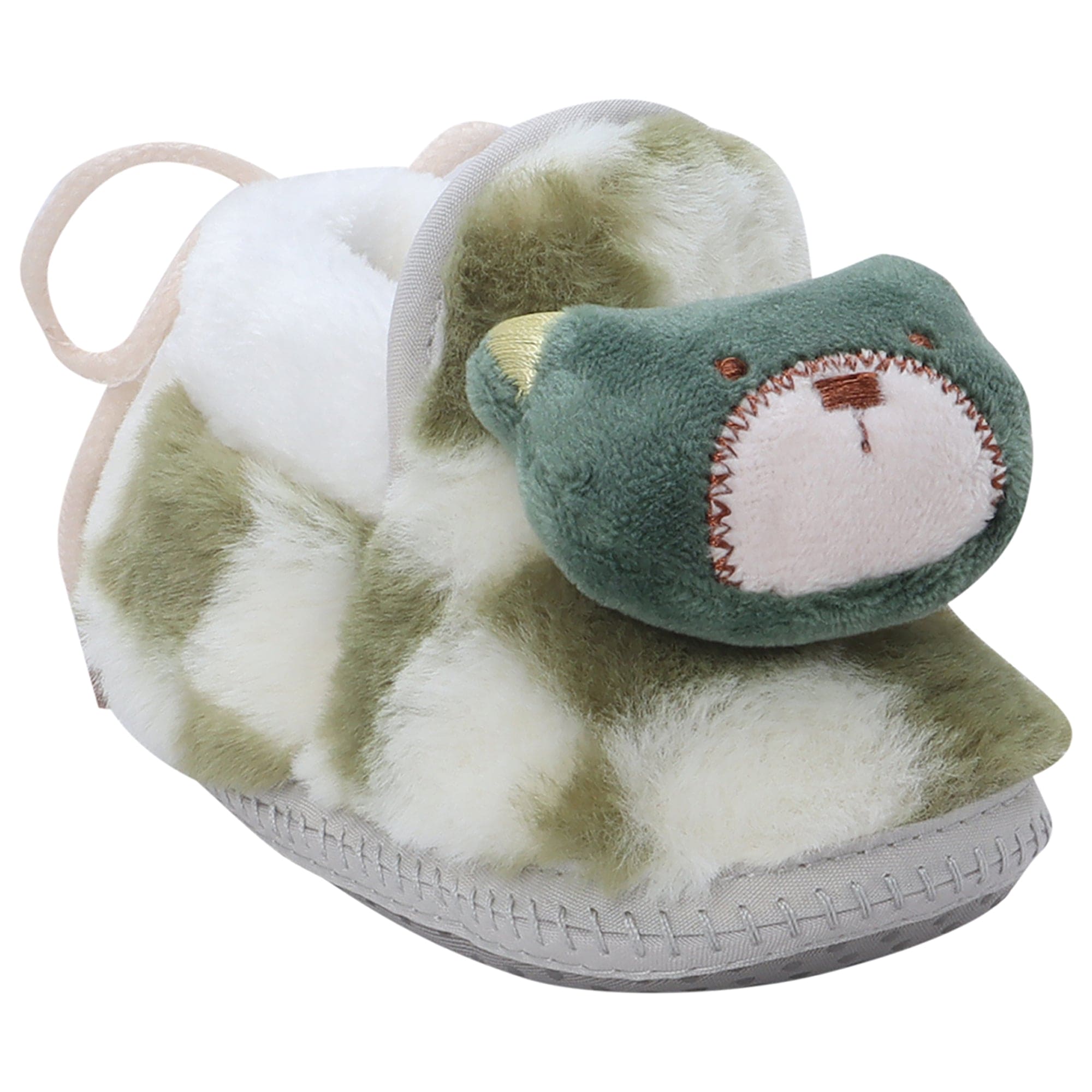 Baby Moo 3D Dear Bear Soft Slip-On Anti-Skid Plush Warm Booties - Green