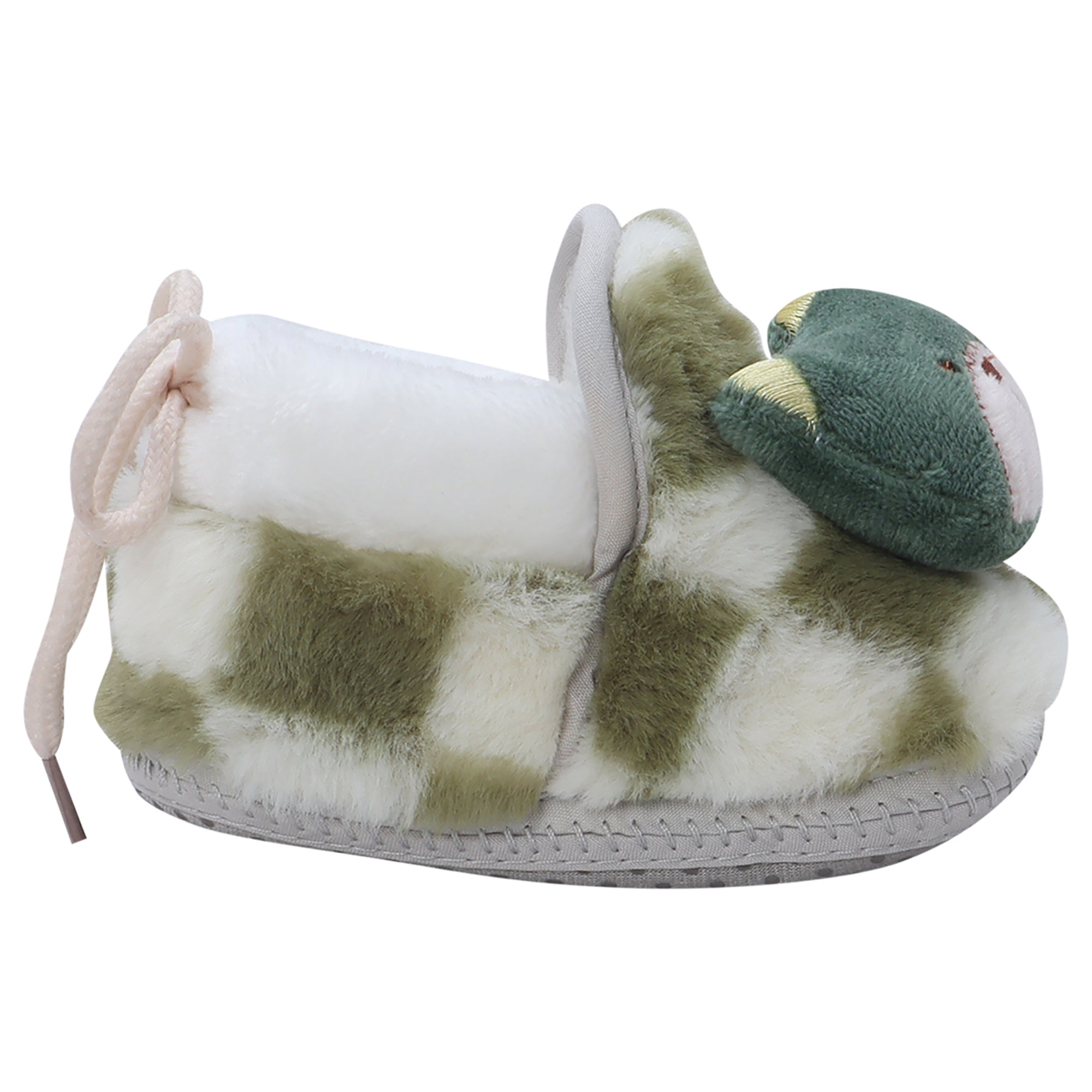 Baby Moo 3D Dear Bear Soft Slip-On Anti-Skid Plush Warm Booties - Green