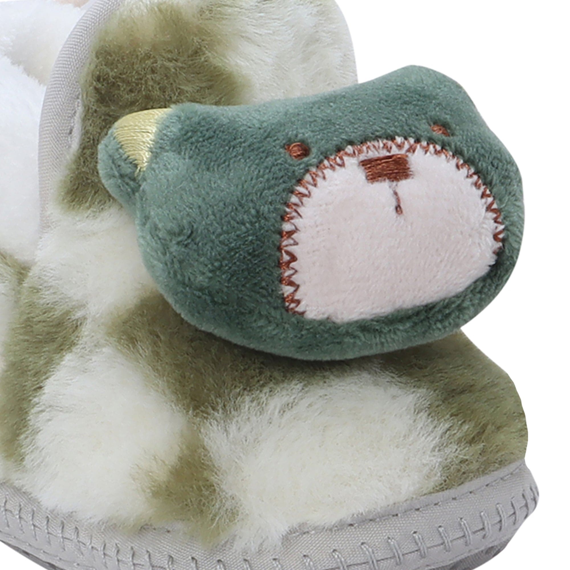 Baby Moo 3D Dear Bear Soft Slip-On Anti-Skid Plush Warm Booties - Green