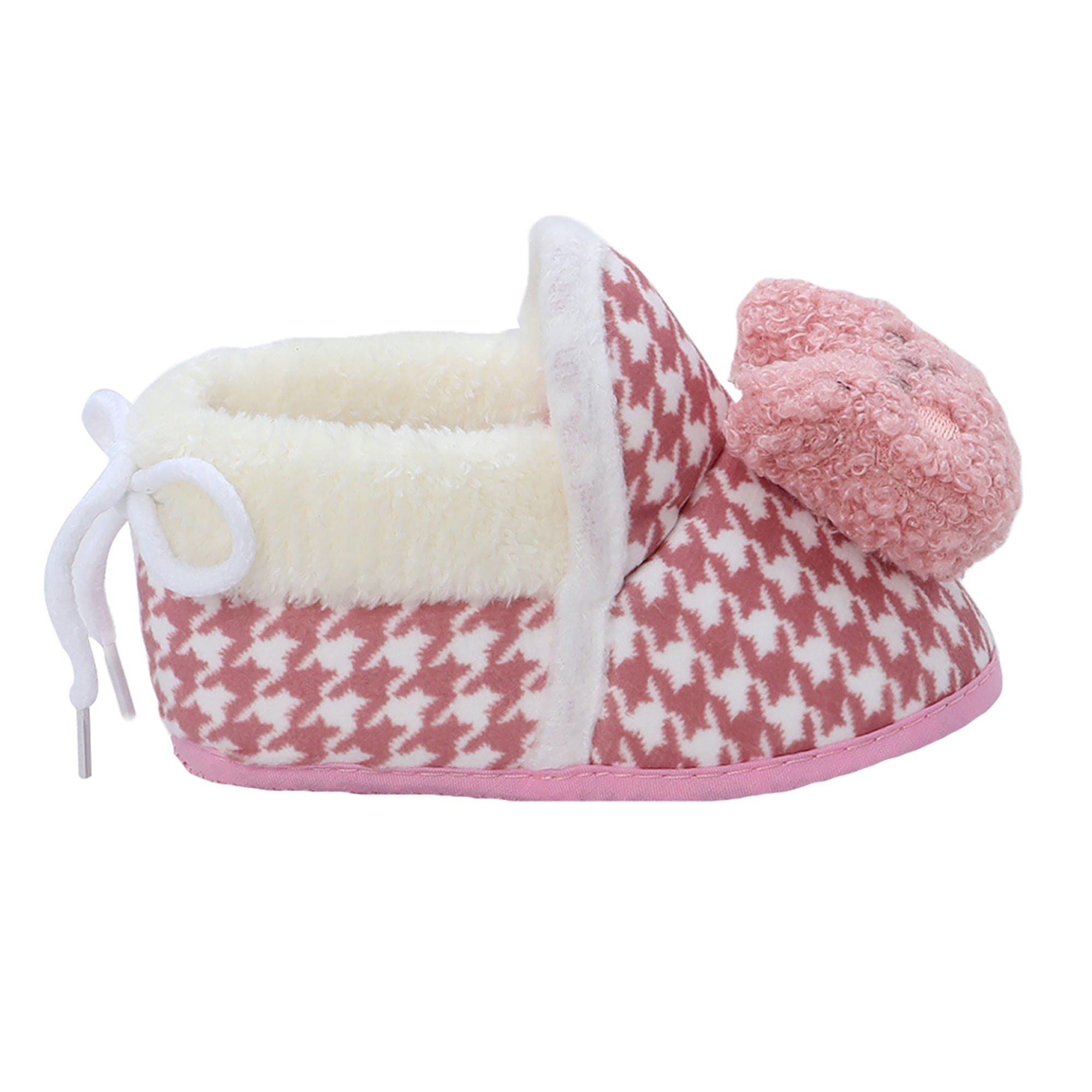 Baby Moo 3D Poodle Dog Houndstooth Soft Slip-On Anti-Skid Plush Warm Booties - Brown