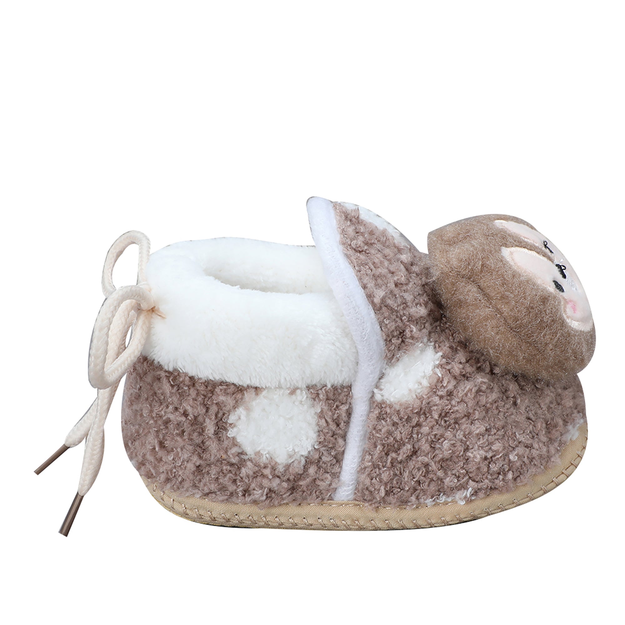 Baby Moo 3D Squirrel Soft Slip-On Anti-Skid Plush Warm Booties - Brown