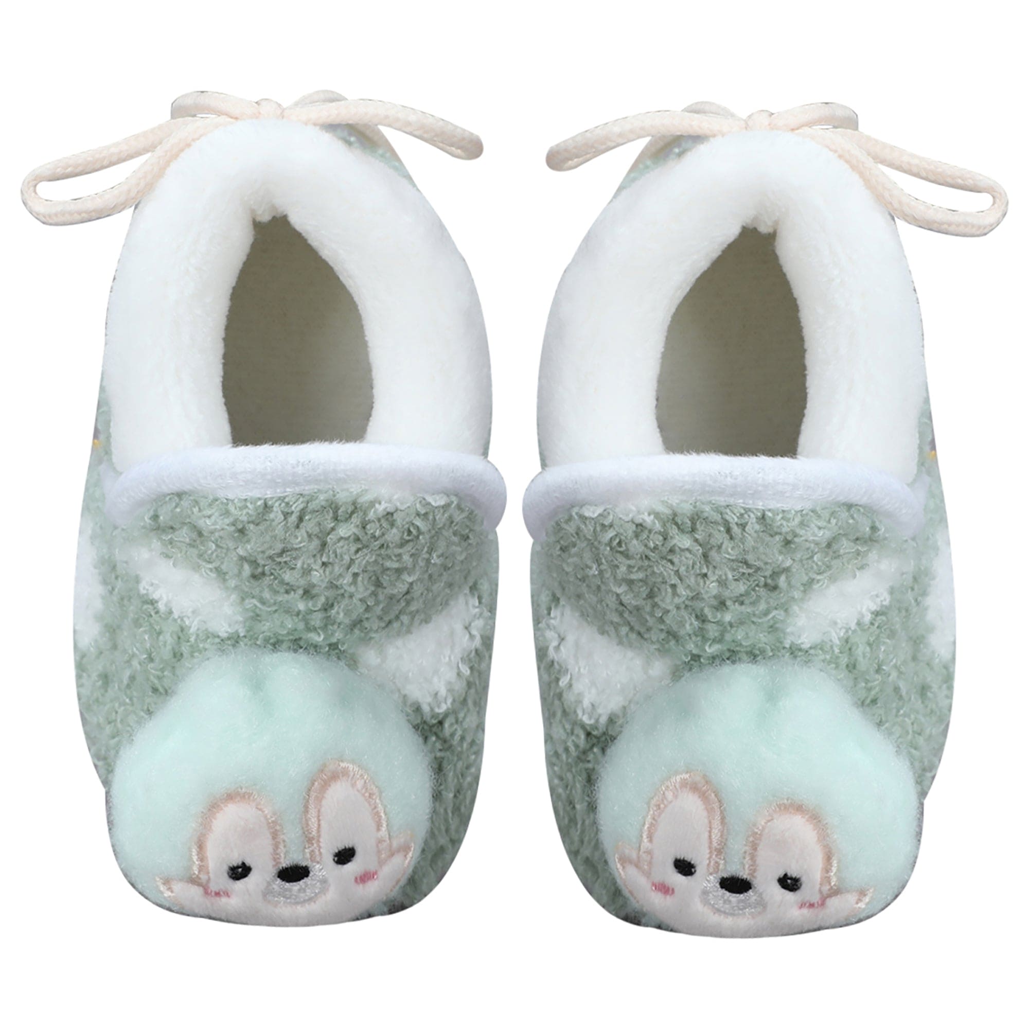 Baby Moo 3D Squirrel Soft Slip-On Anti-Skid Plush Warm Booties - Green