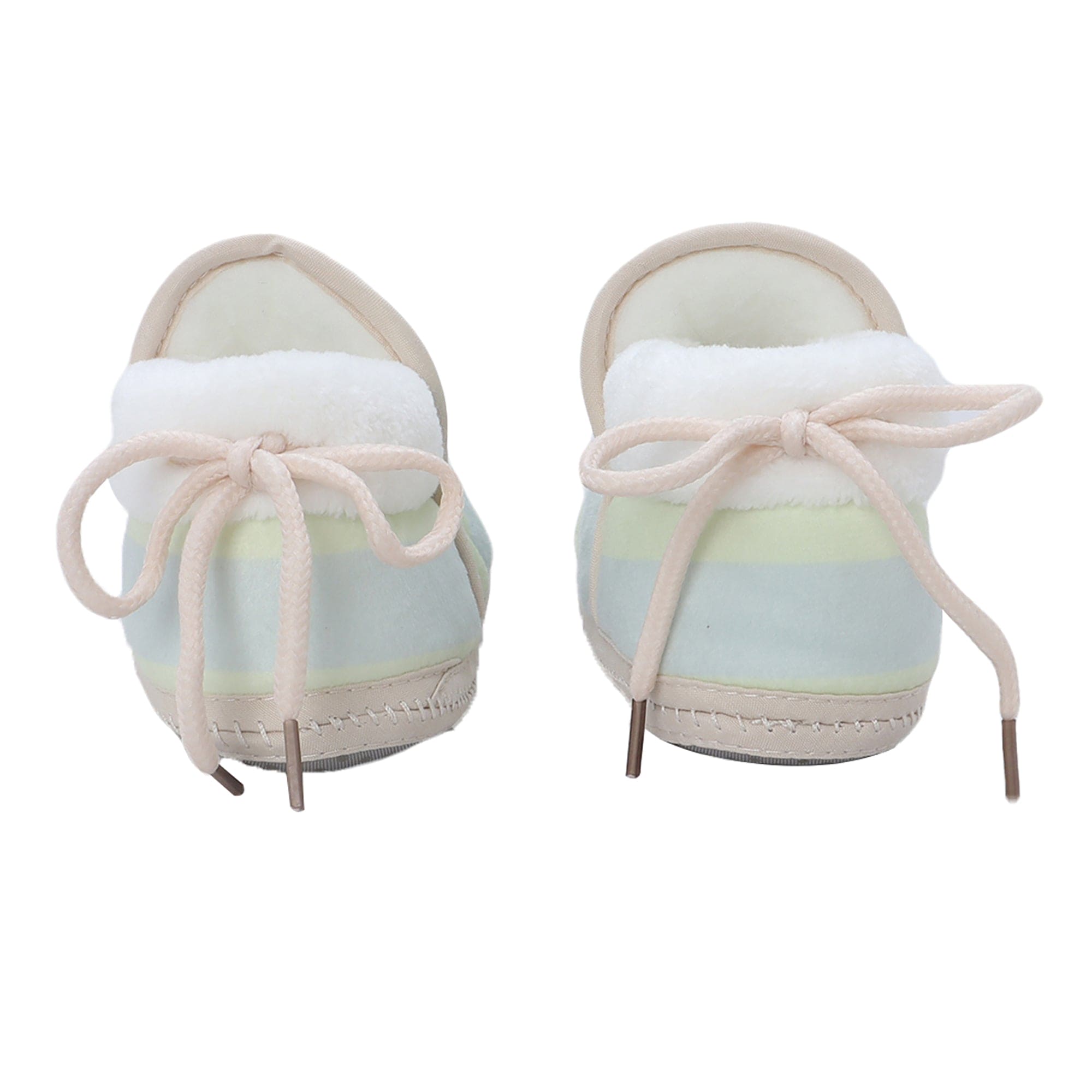 Baby Moo Broad Stripes Soft Slip-On Anti-Skid Plush Warm Booties - Green