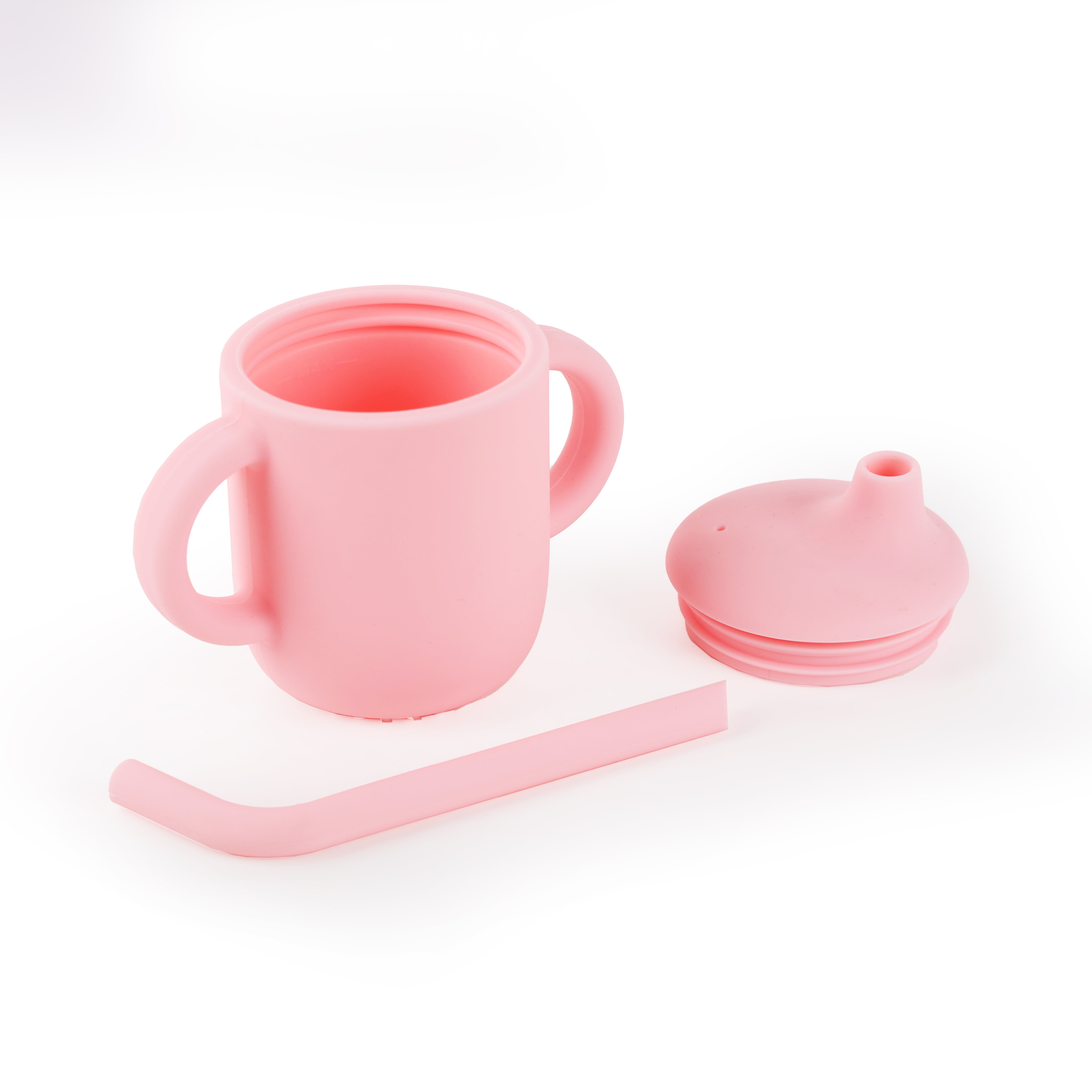 Silicone Pink Cup with Straw