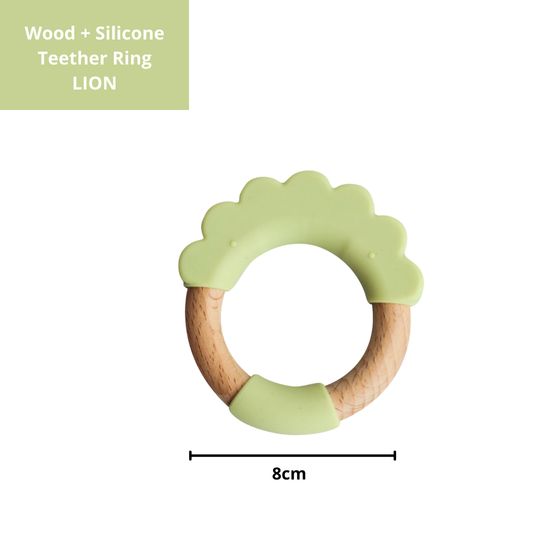 Wood + Silicone Teether Ring - Green