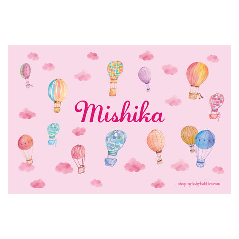 Personalised Themed Tablemat - Light Pink Hot Air Balloon