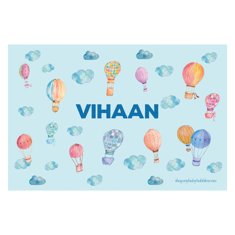 Personalised Themed Tablemat - Light Blue Hot Air Balloon