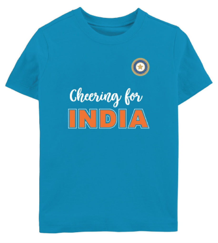 Cheering For India Cricket - Tee  Blue
