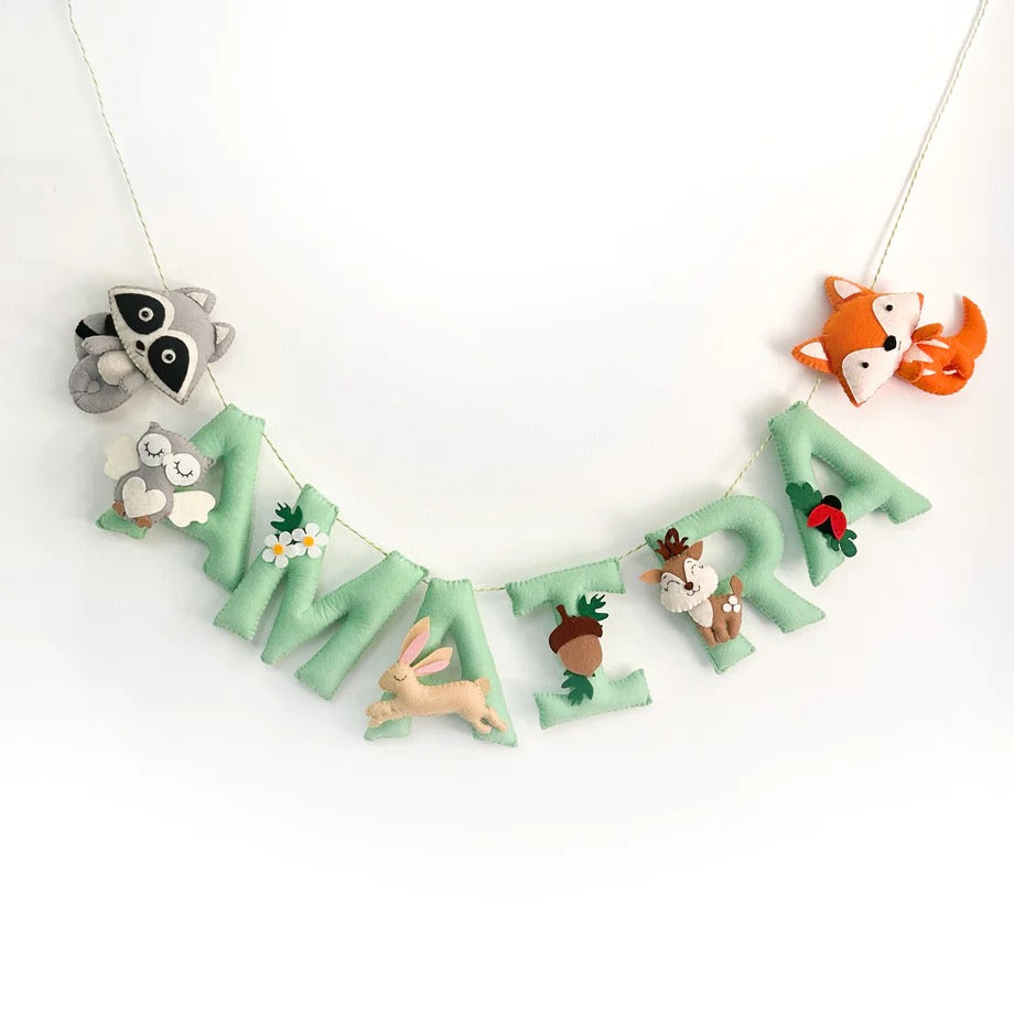 Personalised Woodland Adventures Name Bunting - Green