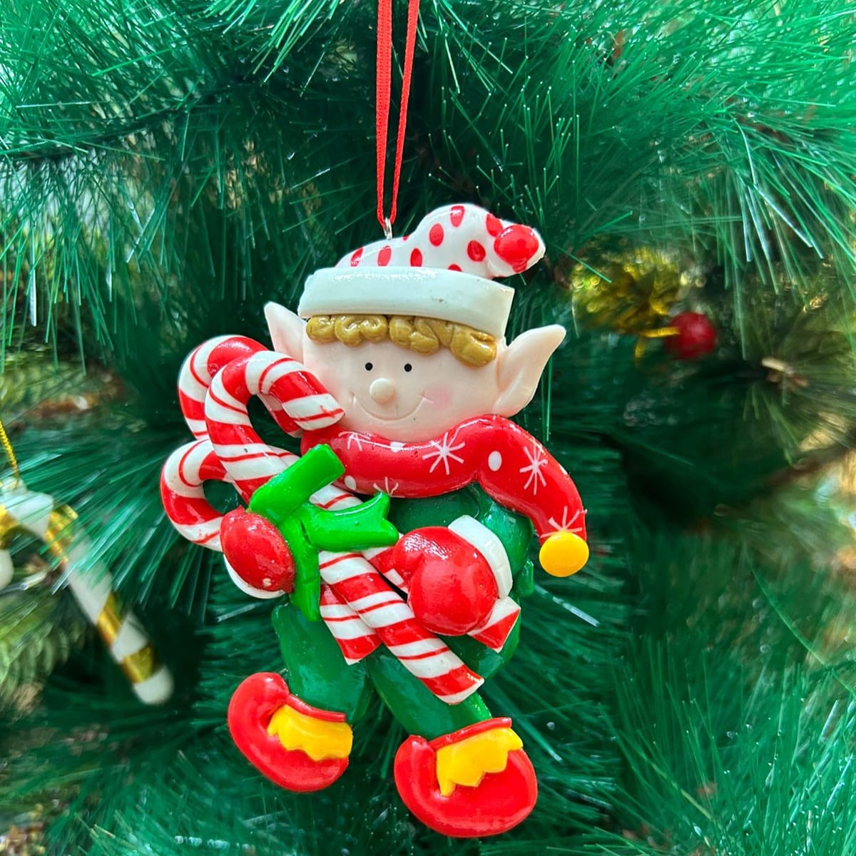 Candy Cane Elf Ornament