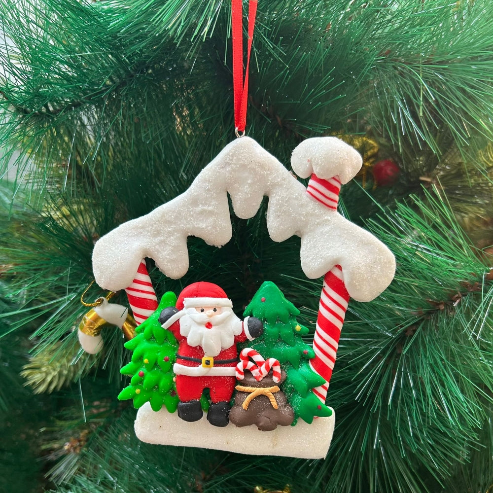 Santa in a hut Ornament