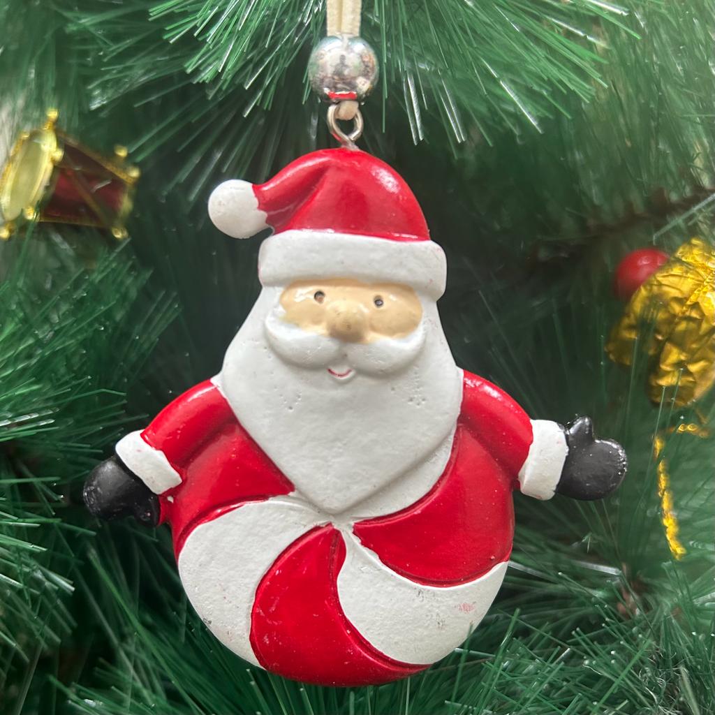 Santa on a Wheel Ornament- Red