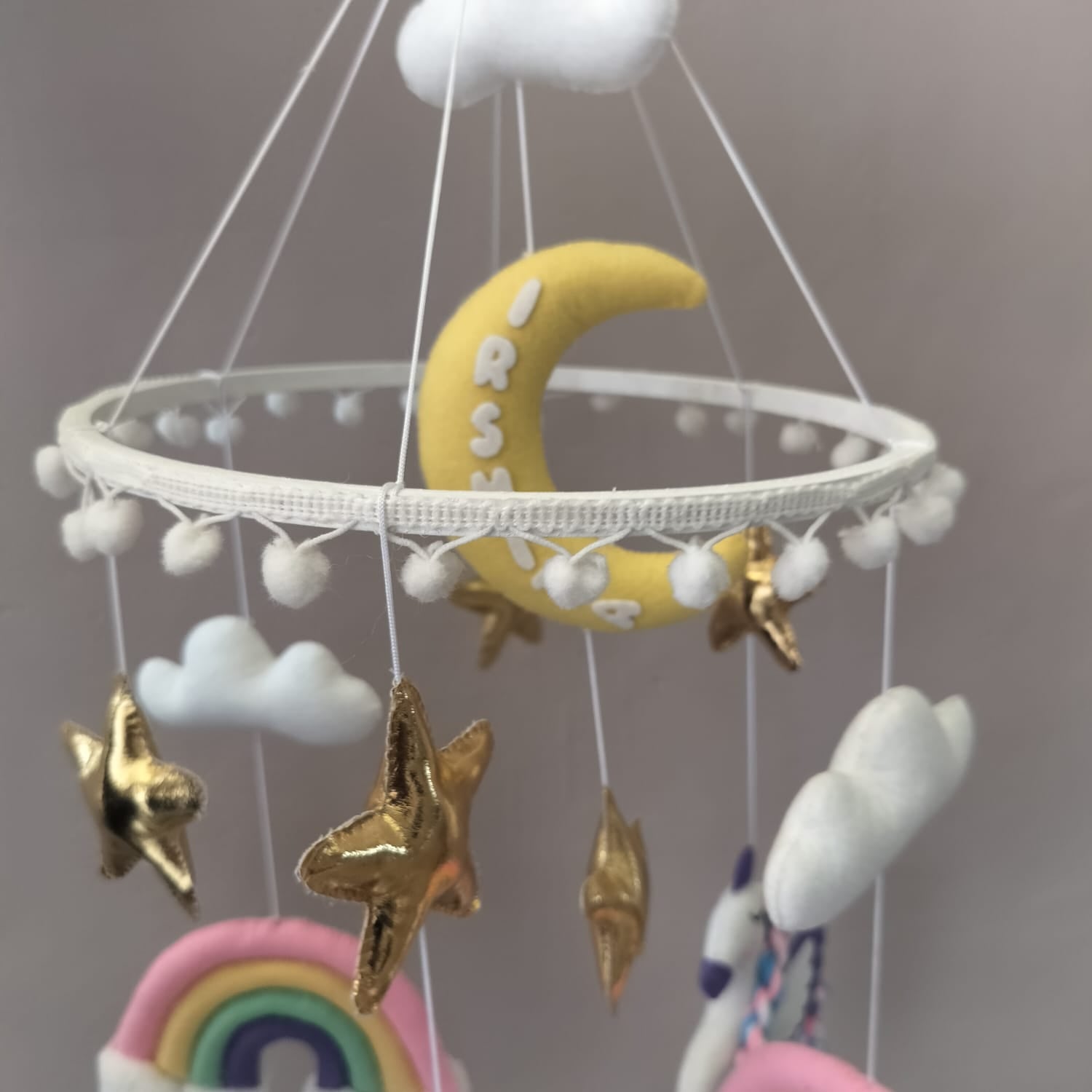 Junior Unicorn & Hot Air Balloon Personalised Cot Mobile